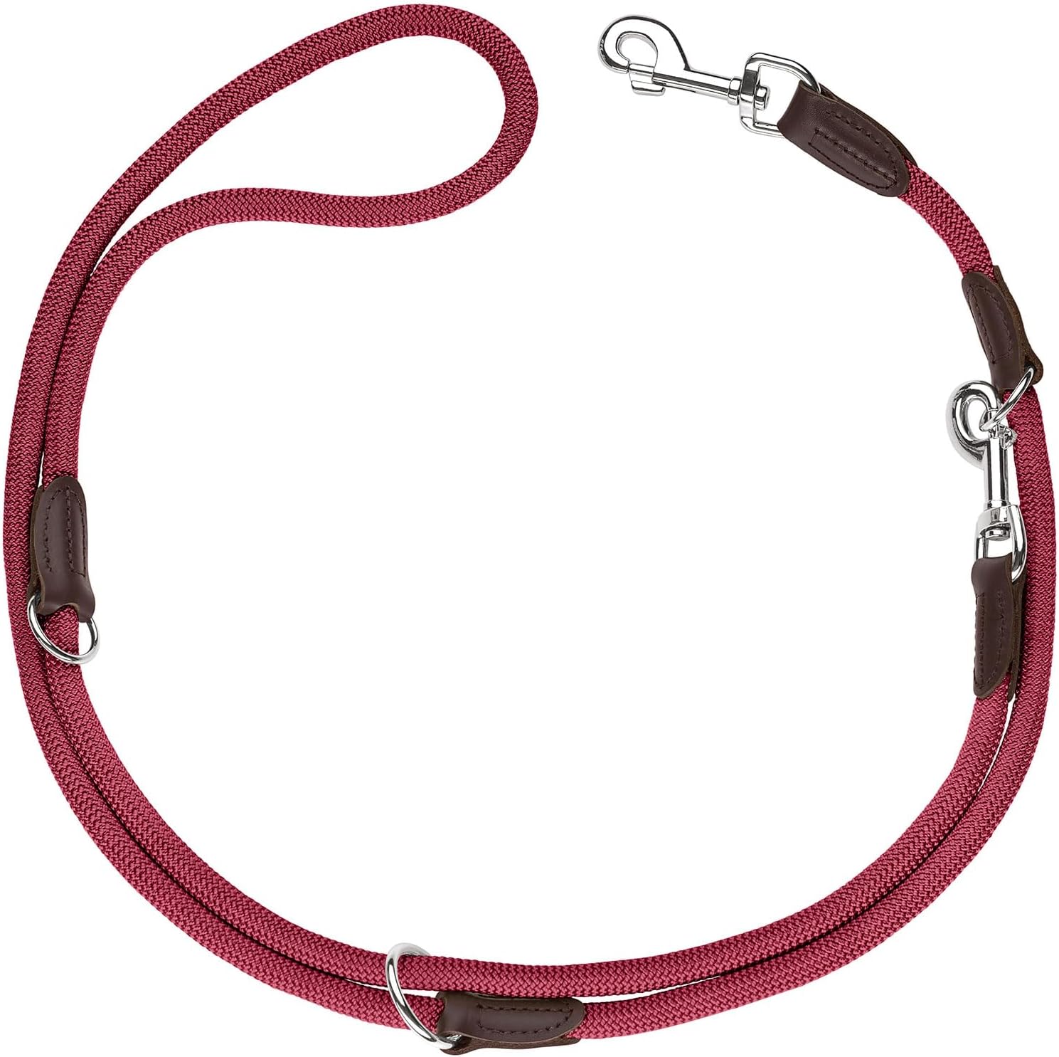 Detalle de HUNTER Freestyle verstellbare Hundeführleine Bordeaux (3-fach, 200 cm, 0,8 cm)
