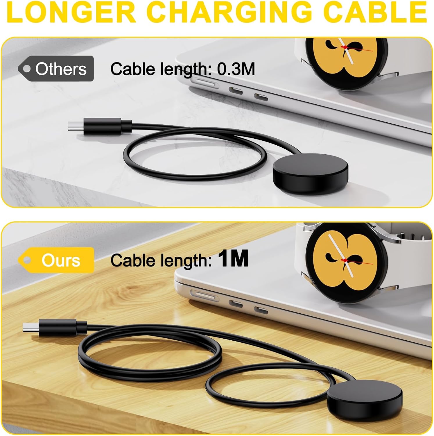 Thumbnail 1 de USB-C Charger for Samsung Galaxy Watch Series with Magnetic Dock (1m Cable, Type-C to USB-A) – Fits Galaxy Watch 7 Ultra, 6/6, 5/5 Pro, 4/4 Classic, 3 Active and more