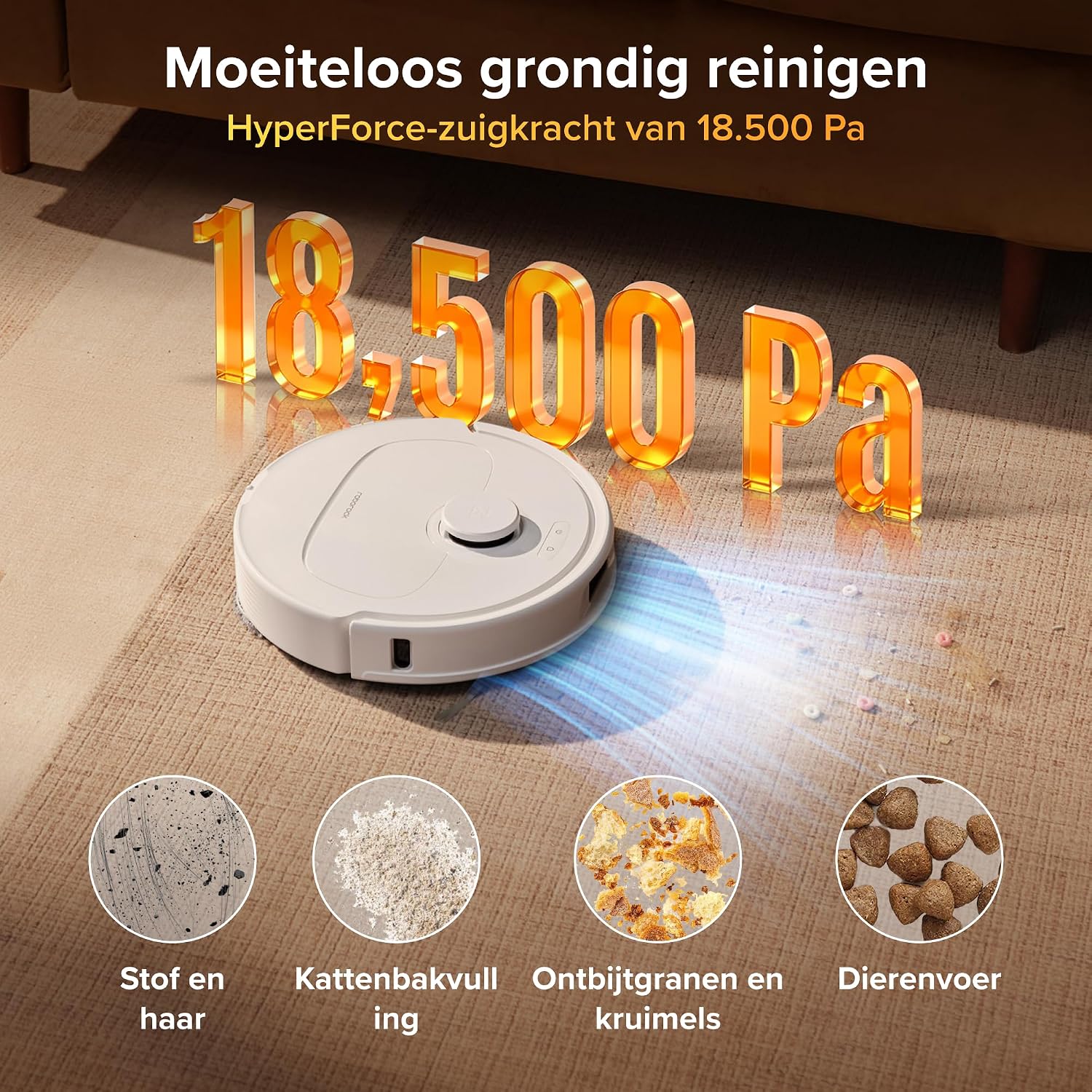 Detalle de roborock Qrevo S Pro robotstofzuiger met dweilfunctie, 18.500 Pa en alles-in-één dock