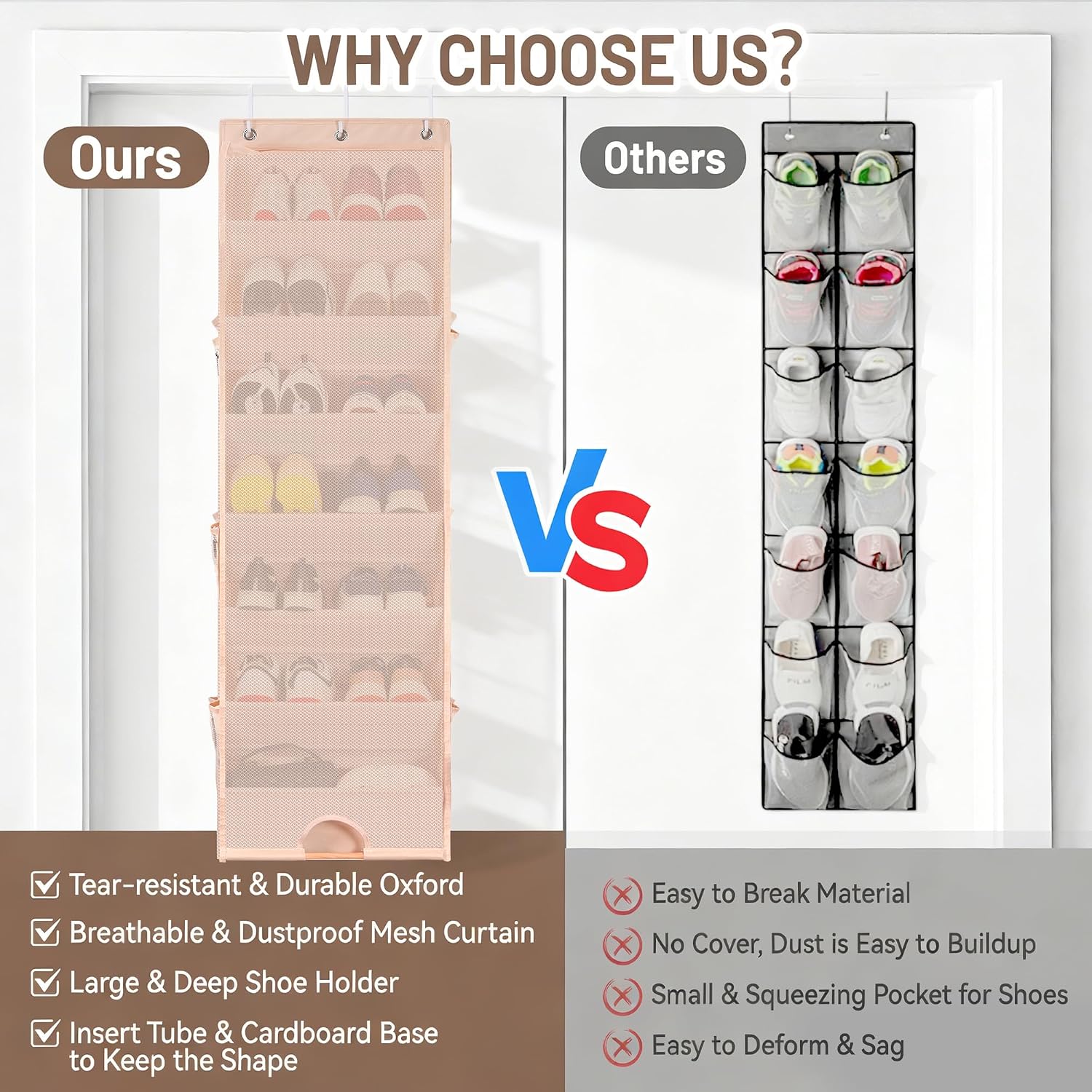 Thumbnail 4 de Erogeen 7 Tier Over the Door Shoe Organizer – Beige