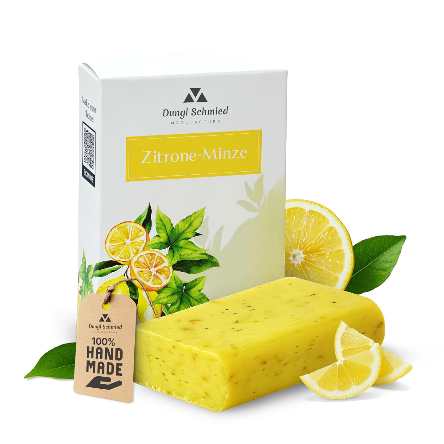 Detalle de Dungl Schmied Zitronen-Minze Seife – Handgemacht, 100g, vegan & palmölfrei