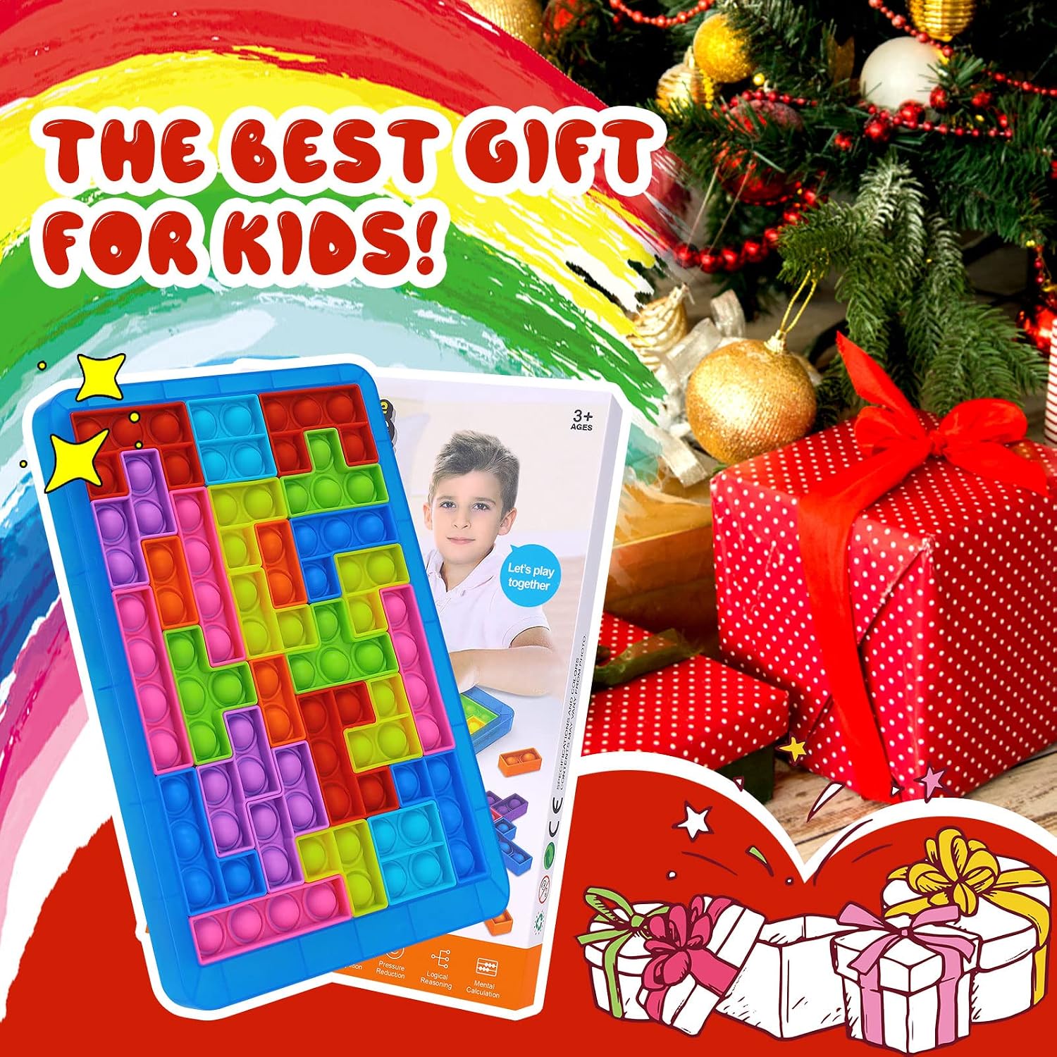 Thumbnail 6 de Silicone Sensory Fidget Toys Tetris-Style Pop It Puzzle for Kids & Adults (Anti-Stress Squeeze Toys)