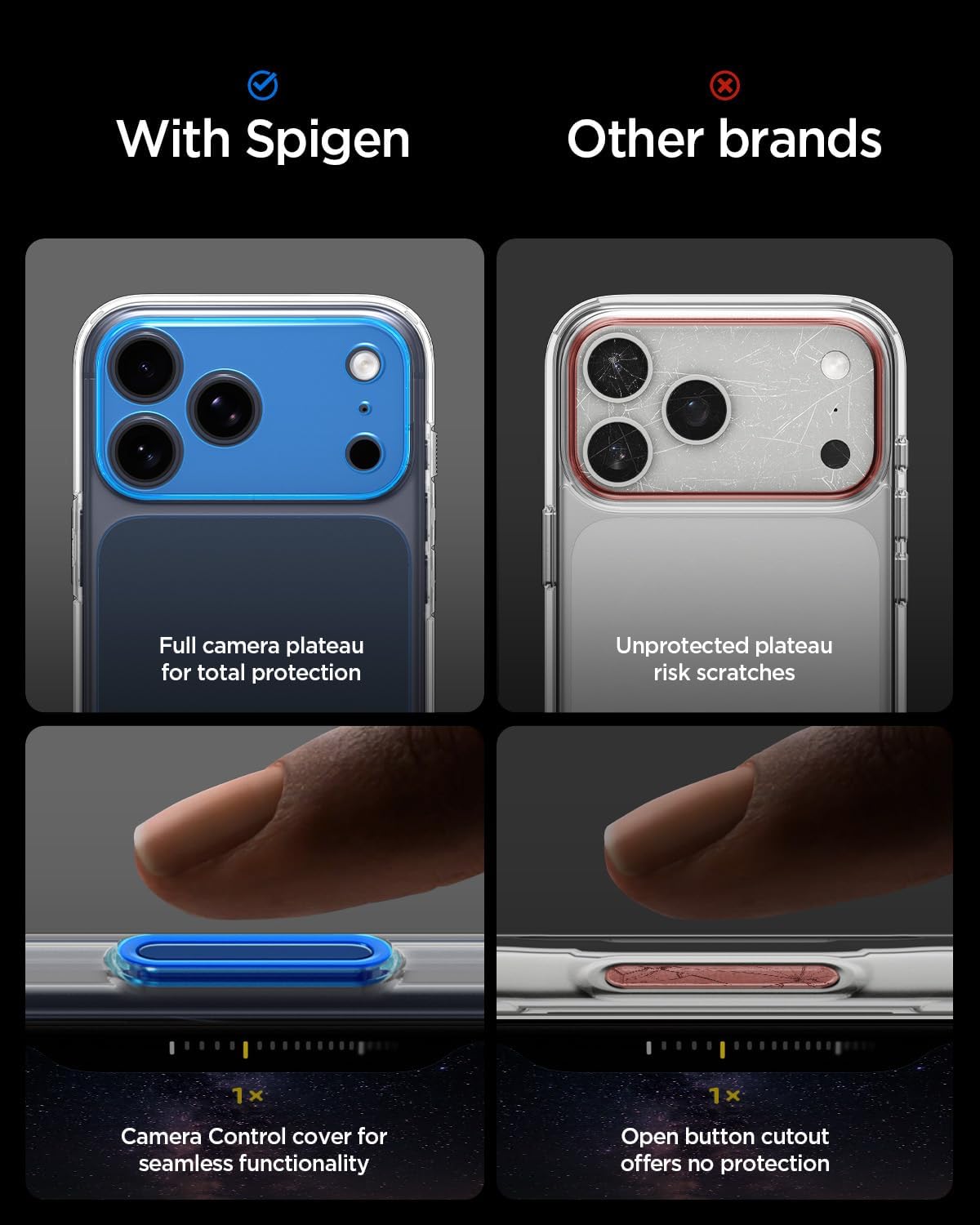 Detalle de Spigen iPhone 17 Pro Hülle – Ultra Hybrid MagFit mit 2025 Upgrade Kamerasteuerung