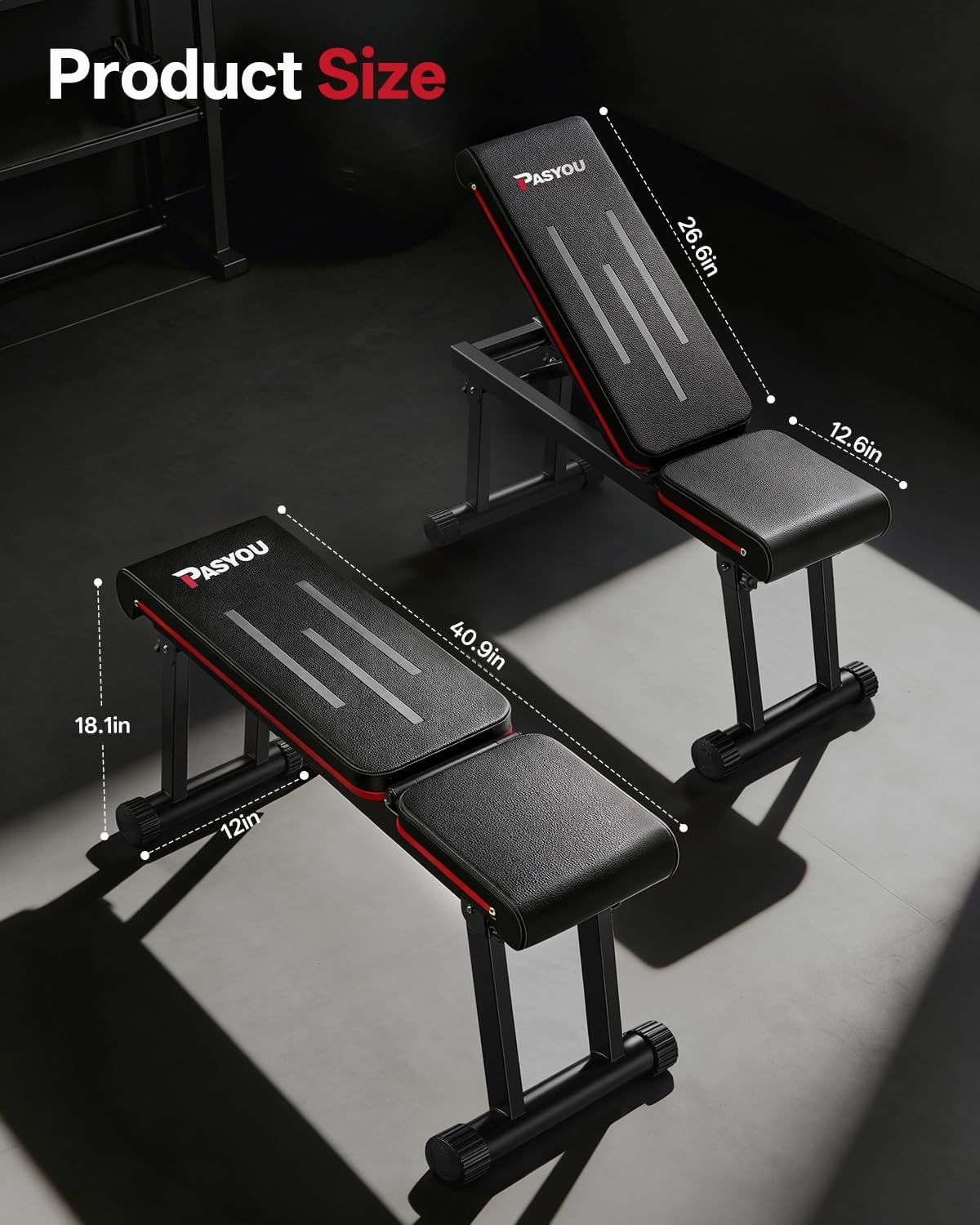 Thumbnail 6 de PASYOU Adjustable Weight Bench, Foldable, 660 lb Capacity, Wider Seat