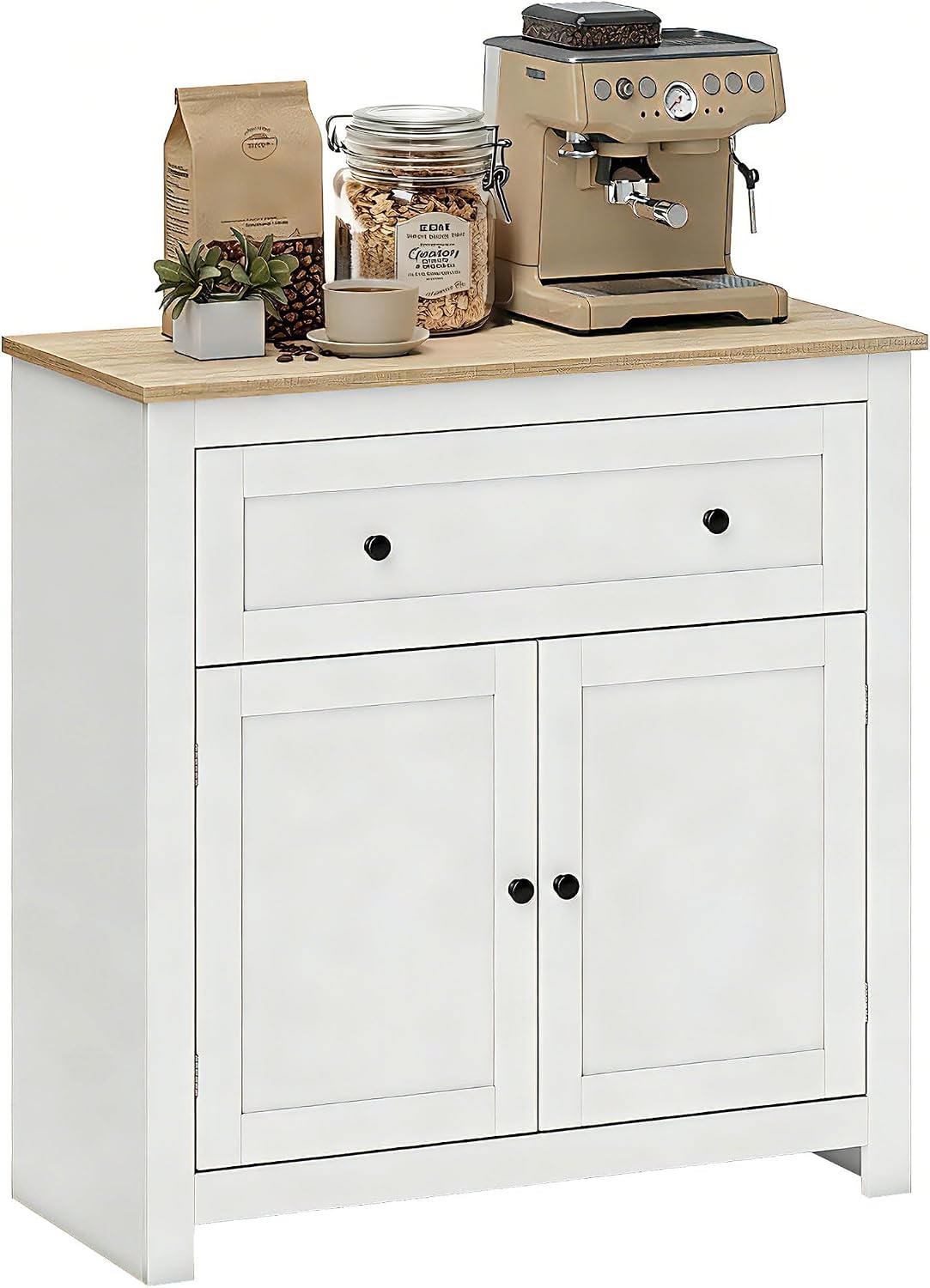 Detalle de HOMCOM 83B-428V80CW Sideboard, Cream White, Adjustable Shelf and Drawer
