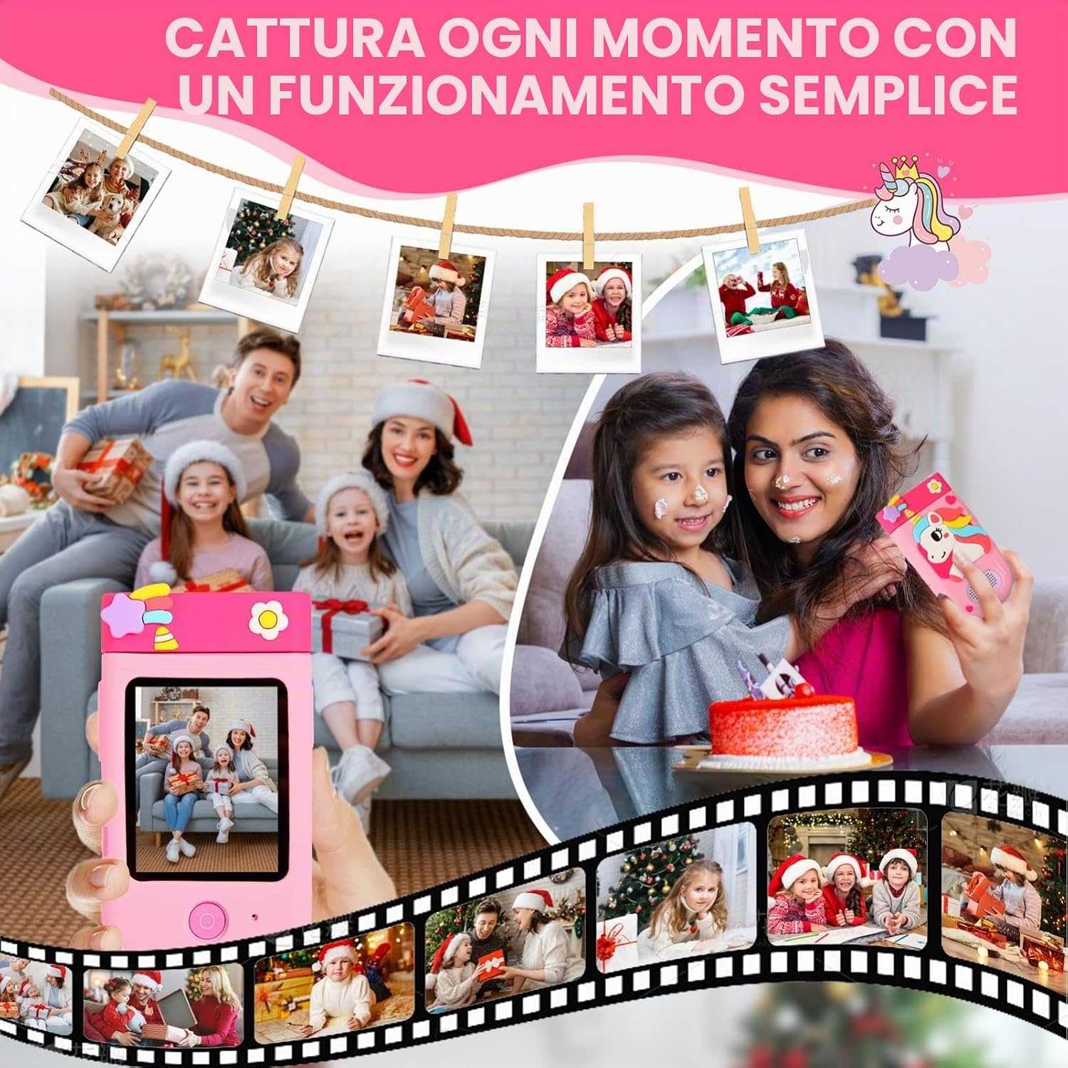 Thumbnail 6 de ARNSSIEN Macchina Fotografica per Bambini A200 con Obiettivo Ruotante 180° e Schermo Tattile 2,8" – Regalo Educativo per 3–8 anni