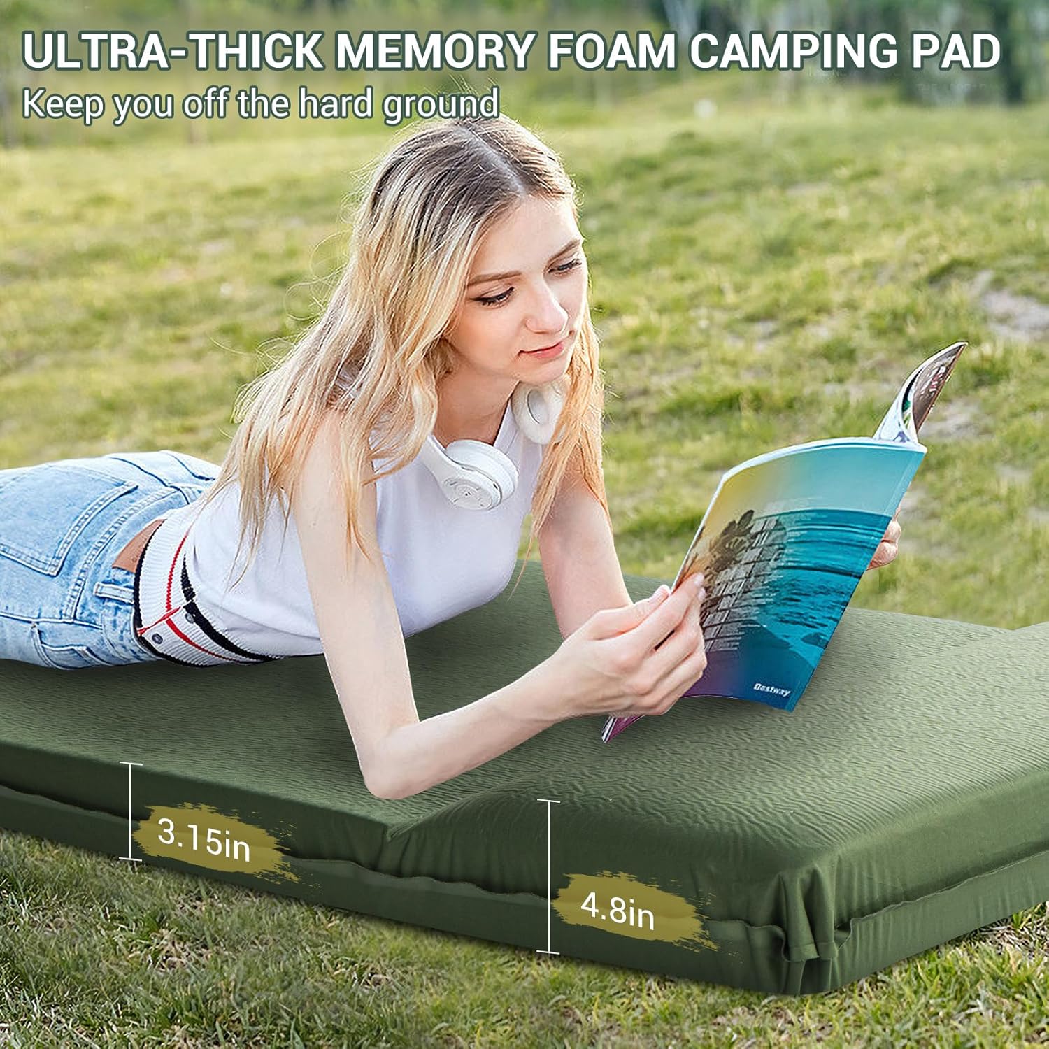 Thumbnail 2 de Elegear CumbreX Self-Inflating Sleeping Pad — 3.15-Inch Ultra-Thick Memory Foam with Fast Inflate for All-Season Comfort