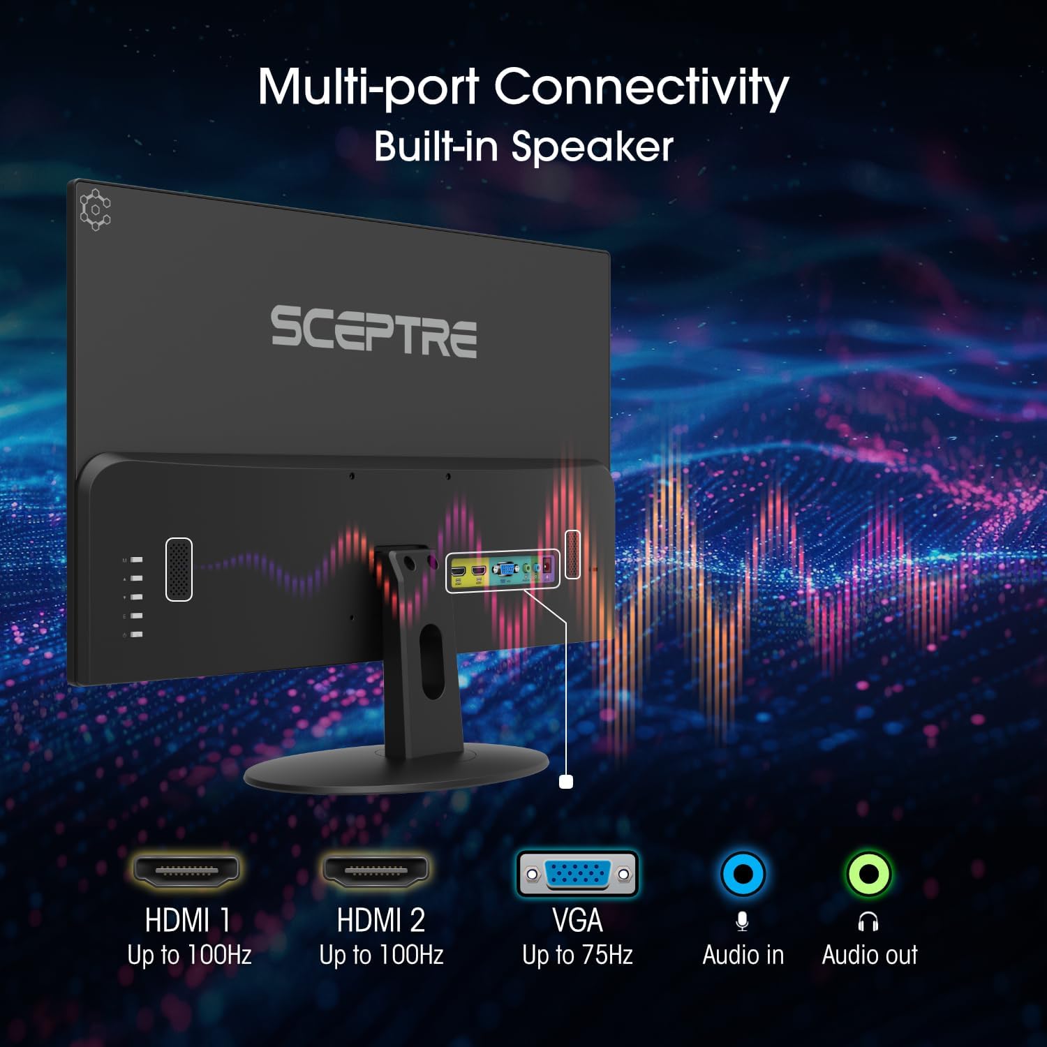 Thumbnail 4 de Sceptre 24-inch Prime Monitor E248W-19203R Series (100Hz, 100% sRGB, HDMI x2, VGA, built-in speakers)