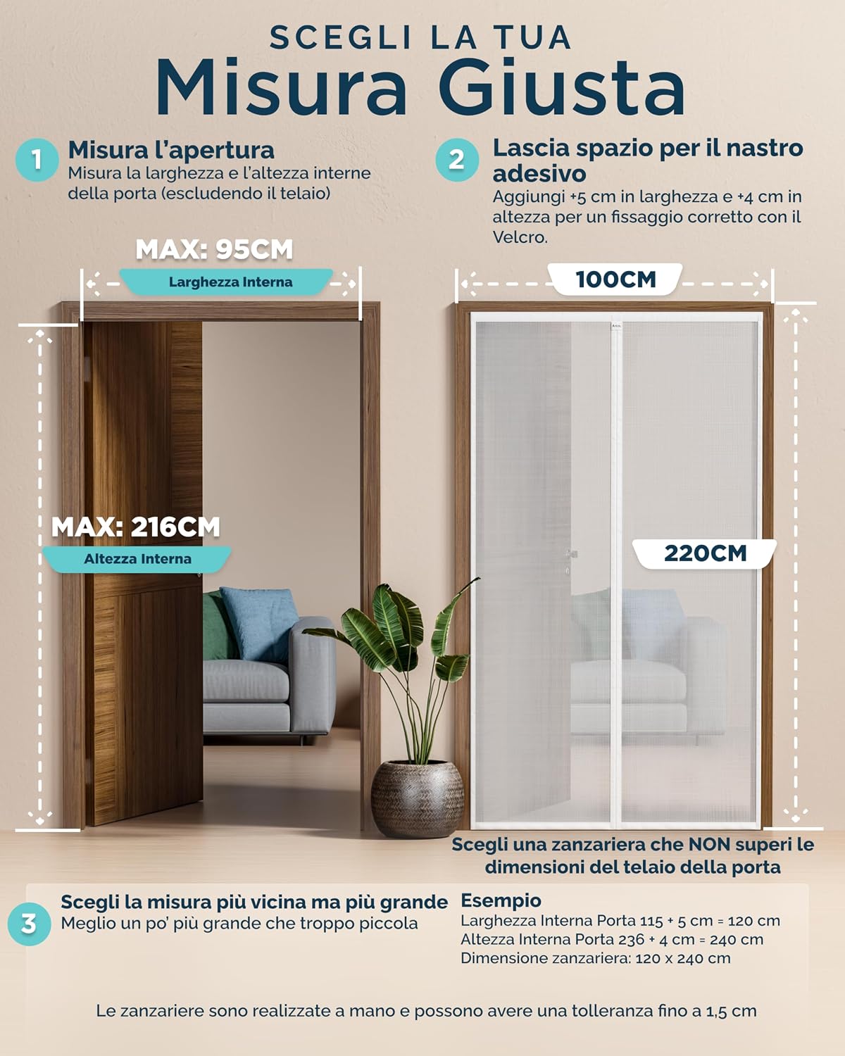 Thumbnail 1 de ARCOL Zanzariera Magnetica 100x220 cm Premium in Fibra di Vetro