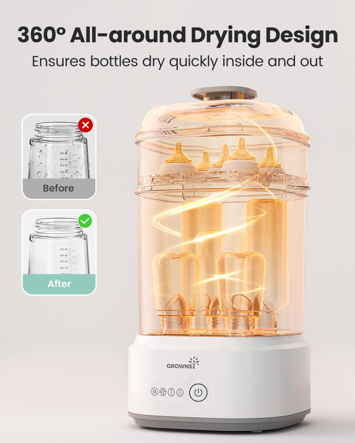 Detalle 2 de Grownsy Baby Bottle Steriliser and Dryer for Bottles