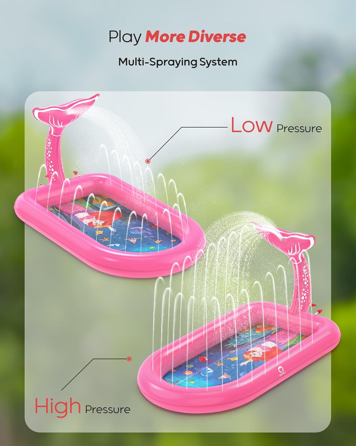 Thumbnail 5 de QPAU Mermaid Splash Pad for Toddlers 1–3 (Pink) Outdoor Sprinkler Pool