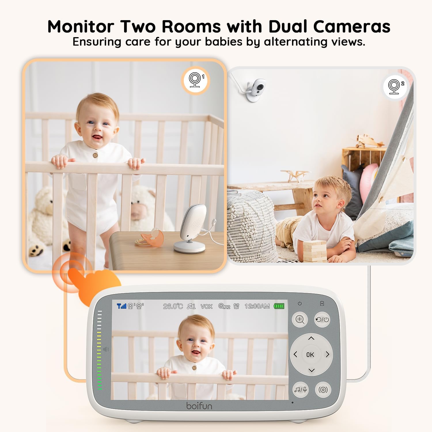 Thumbnail 1 de Boifun Video Baby Monitor 4-inch dual-camera
