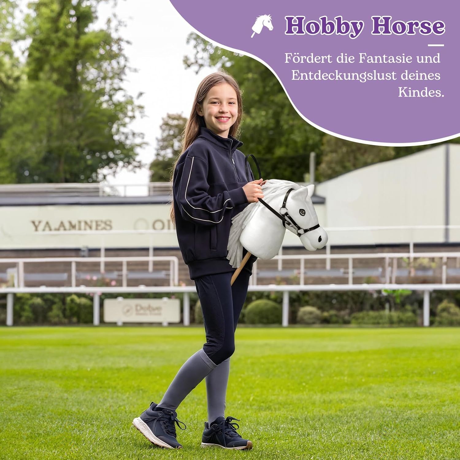 Thumbnail 1 de Bludrfnly Hobby Horse – Steckenpferd für Kinder mit Zaumzeug, Weiß