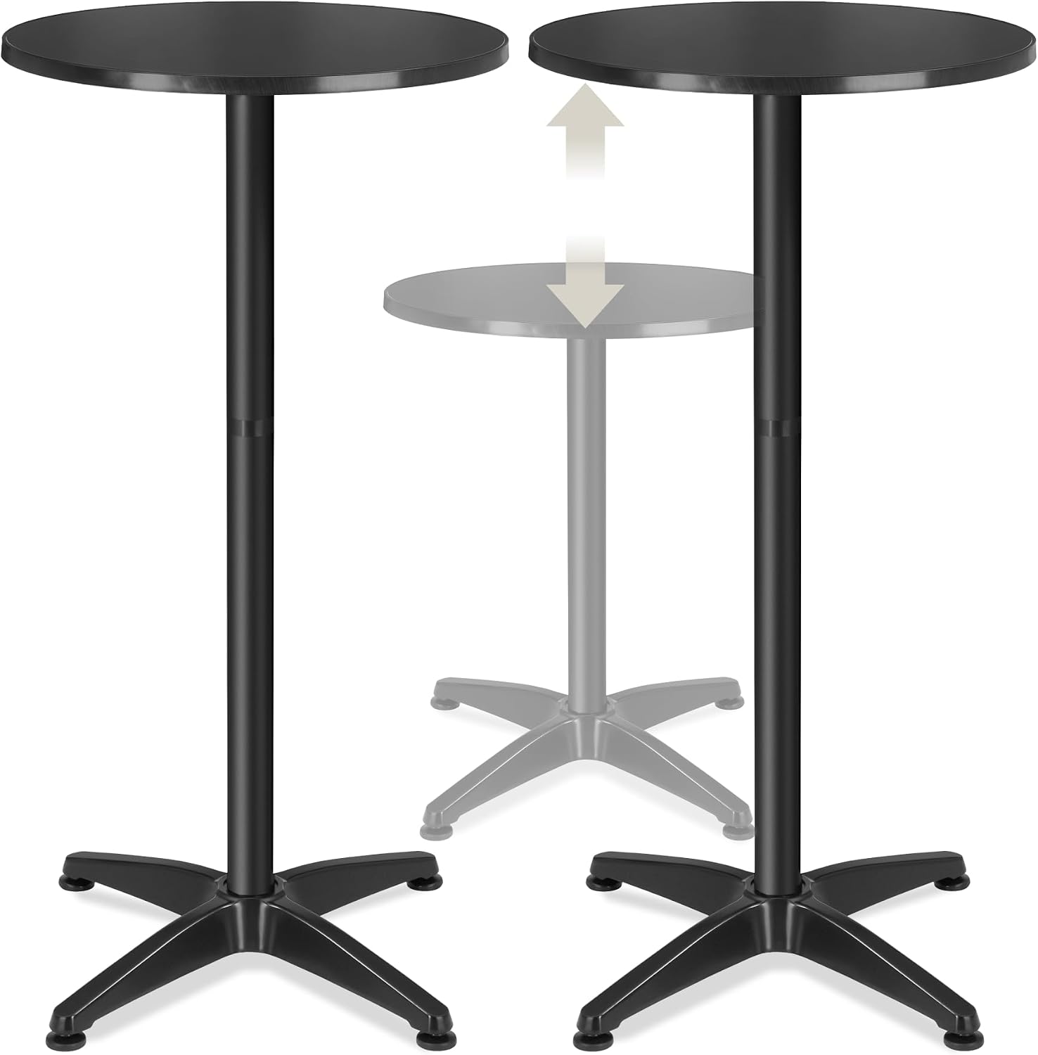 Detalle de tectake 406690 bistrobord, 2-pack med två höjdlägen, hopfällbart och svart