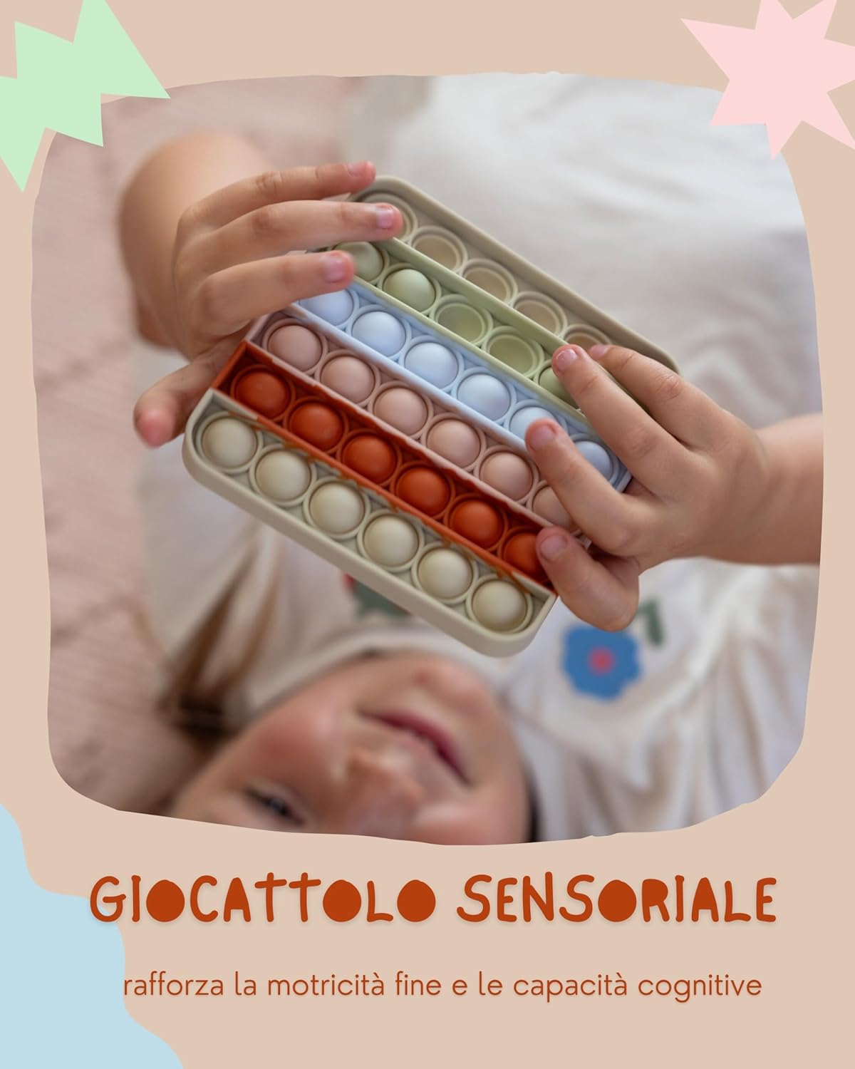 Detalle 2 de Valino PopIt Quadrato a Colori Pastello (12 x 12 cm) – fidget antistress impermeabile per bambini e adulti