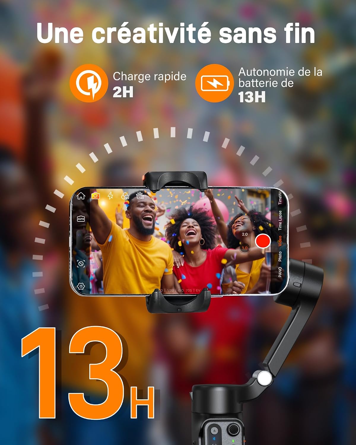 Thumbnail 6 de Hohem iSteady V3 : stabilisateur smartphone 3 axes avec tracker AI magnétique et trépied intégré