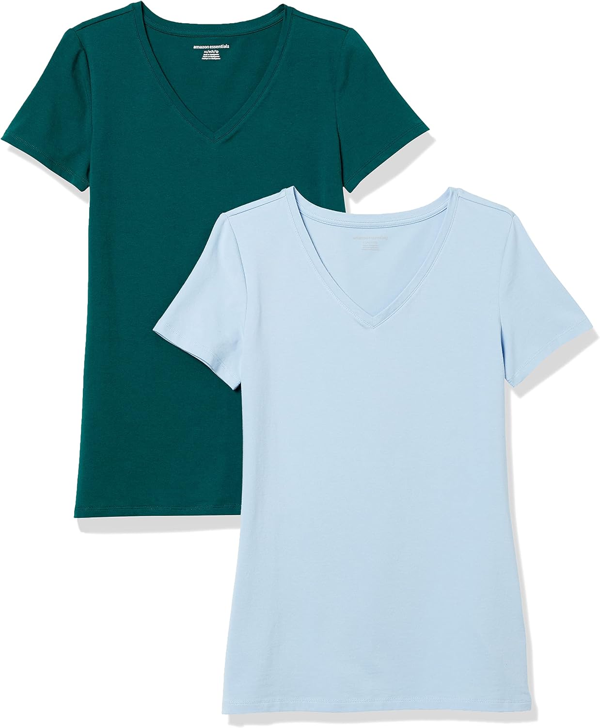 Detalle de Amazon Essentials Damen T-Shirt Regular Fit mit V-Ausschnitt, Kurzarm – Multi-Pack