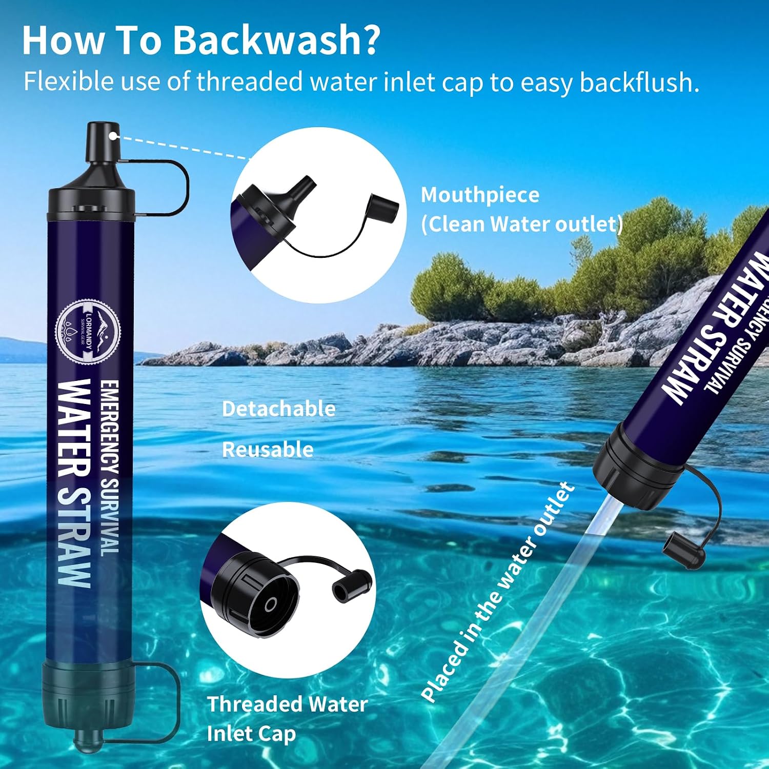 Thumbnail 6 de Lormandy S2 navy Water Filter Straw, Lightweight ABS Design