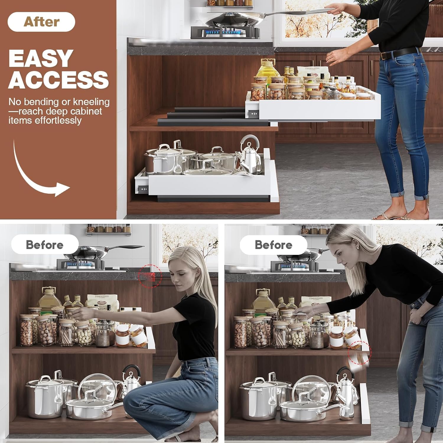 Thumbnail 4 de Seinloes 2 Pack Pull Out Cabinet Organizer