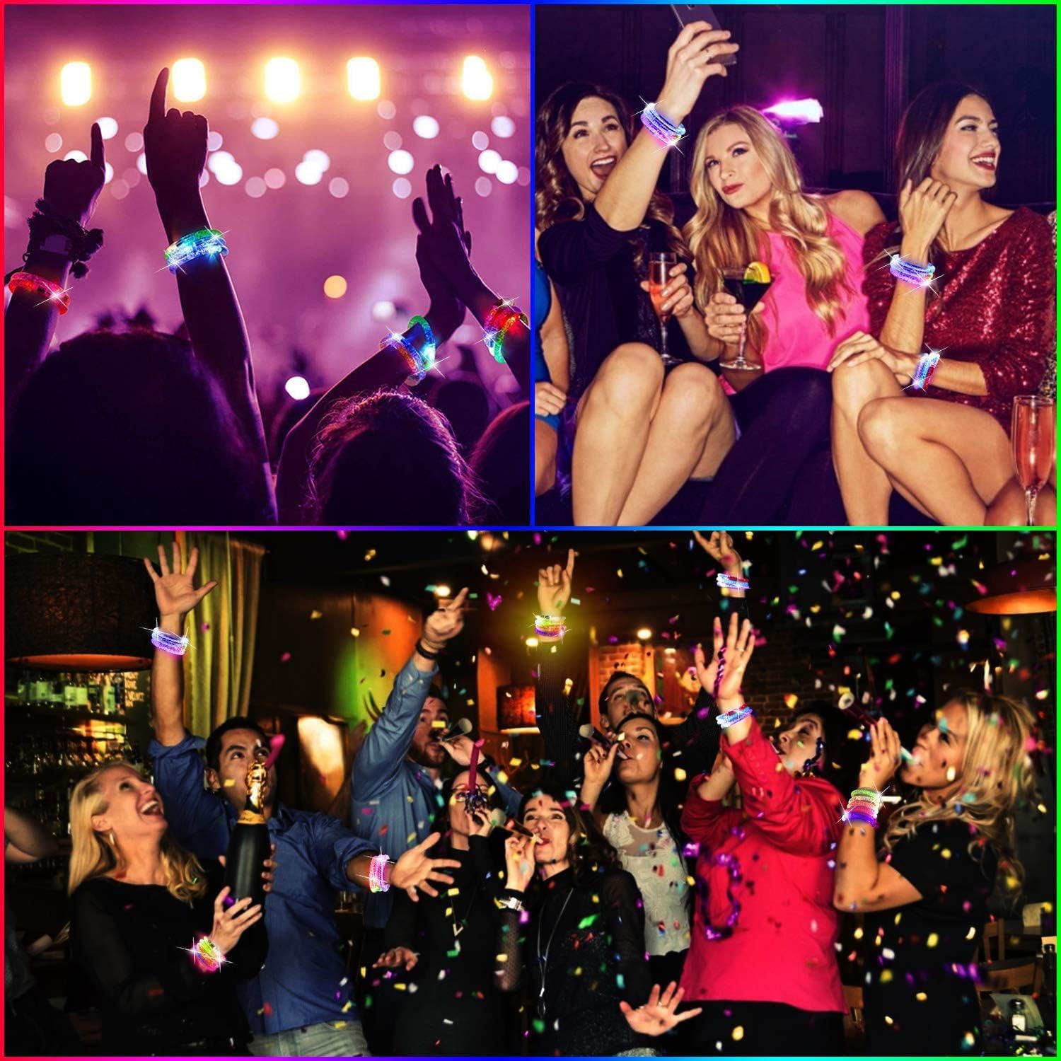 Thumbnail 4 de 20-Pack LED Light-Up Bracelets with Two Flashing Modes and 6 Colors