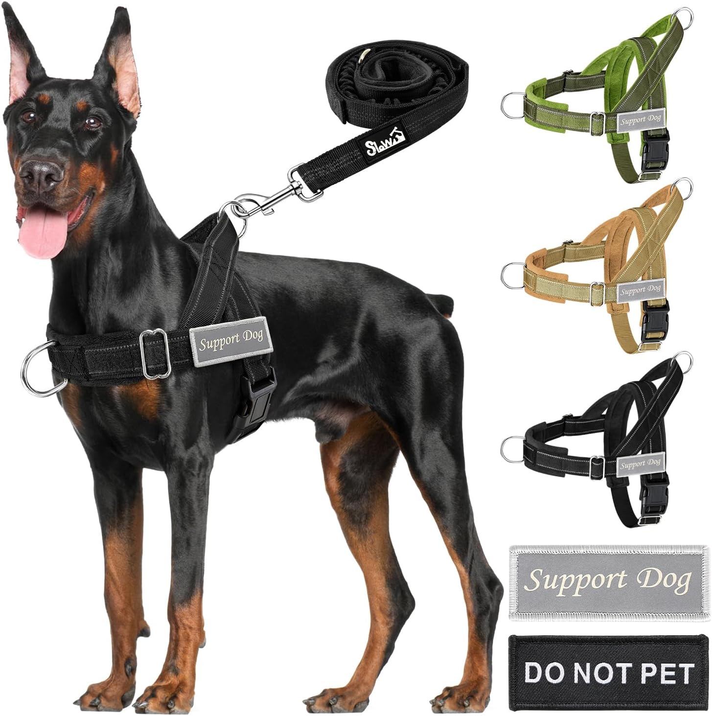 Detalle de SlowTon Hundegeschirr mit reflektierender Polsterung (mittelgroße bis große Hunde) – verstellbar, Anti-Zug und mit 2 Griffen