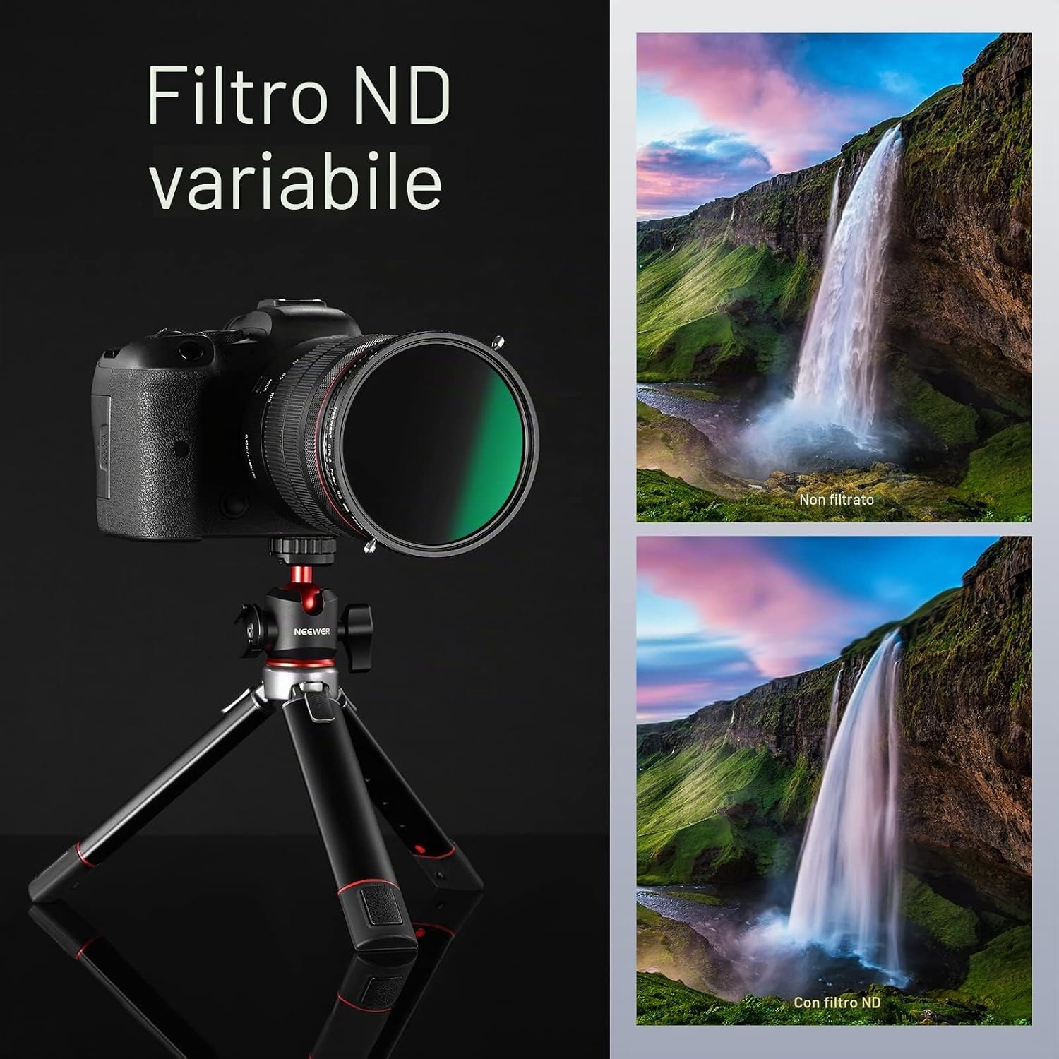 Detalle 2 de NEEWER Filtro ND Variabile 2 in 1 67mm ND2-ND32 + CPL senza croce – vetro ottico HD, 30 strati nano coating