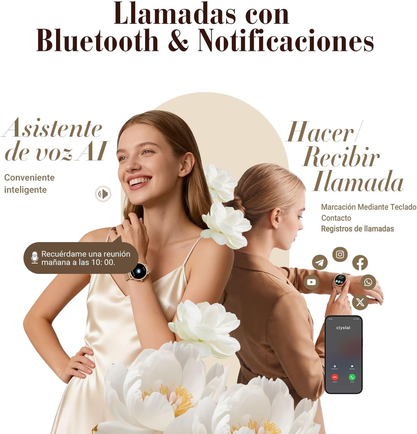 Thumbnail 1 de Smartwatch para Mujer Baolubao: 1.26" con Llamadas Bluetooth, Notificaciones y 100+ Modos Deportivos