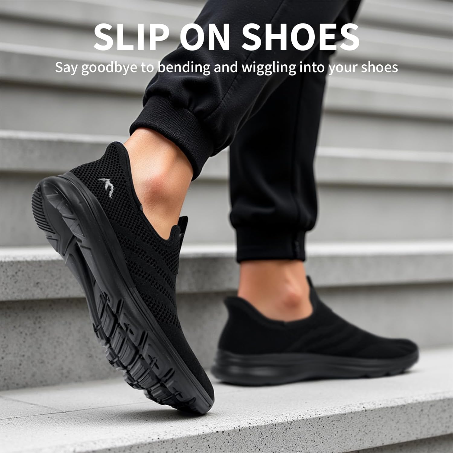 Detalle de ODCKOI Baskets Slip-on Homme Respirantes – Légères et Confortables pour Ville et Randonnée