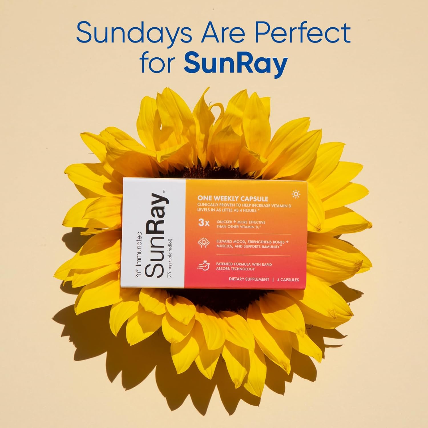 Detalle de Sunray Calcifediol Vitamin D Supplement, Once-Weekly Capsules, 4 Count