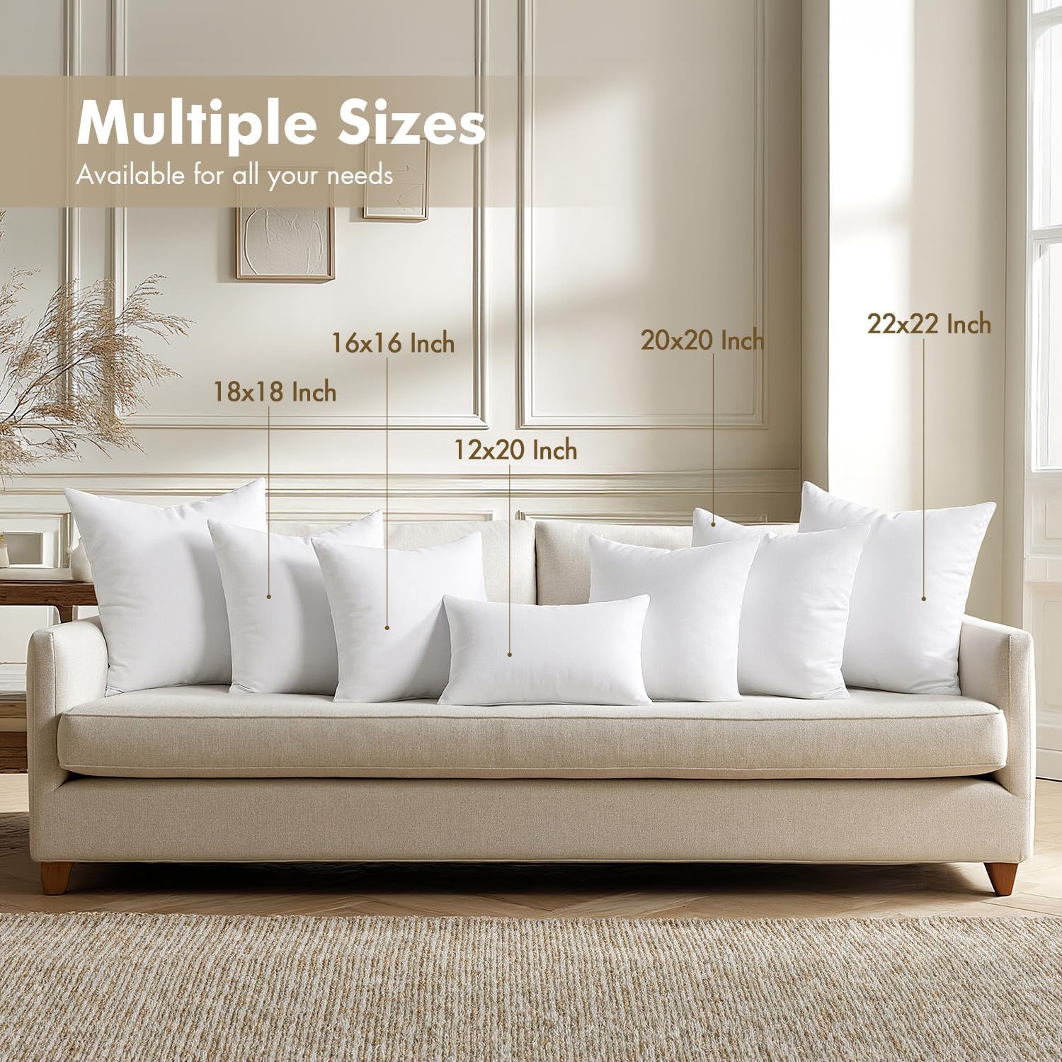 Thumbnail 1 de MIULEE 18x18 Pillow Inserts, 4-Pack with Virgin Fiber Fill and Firm Support