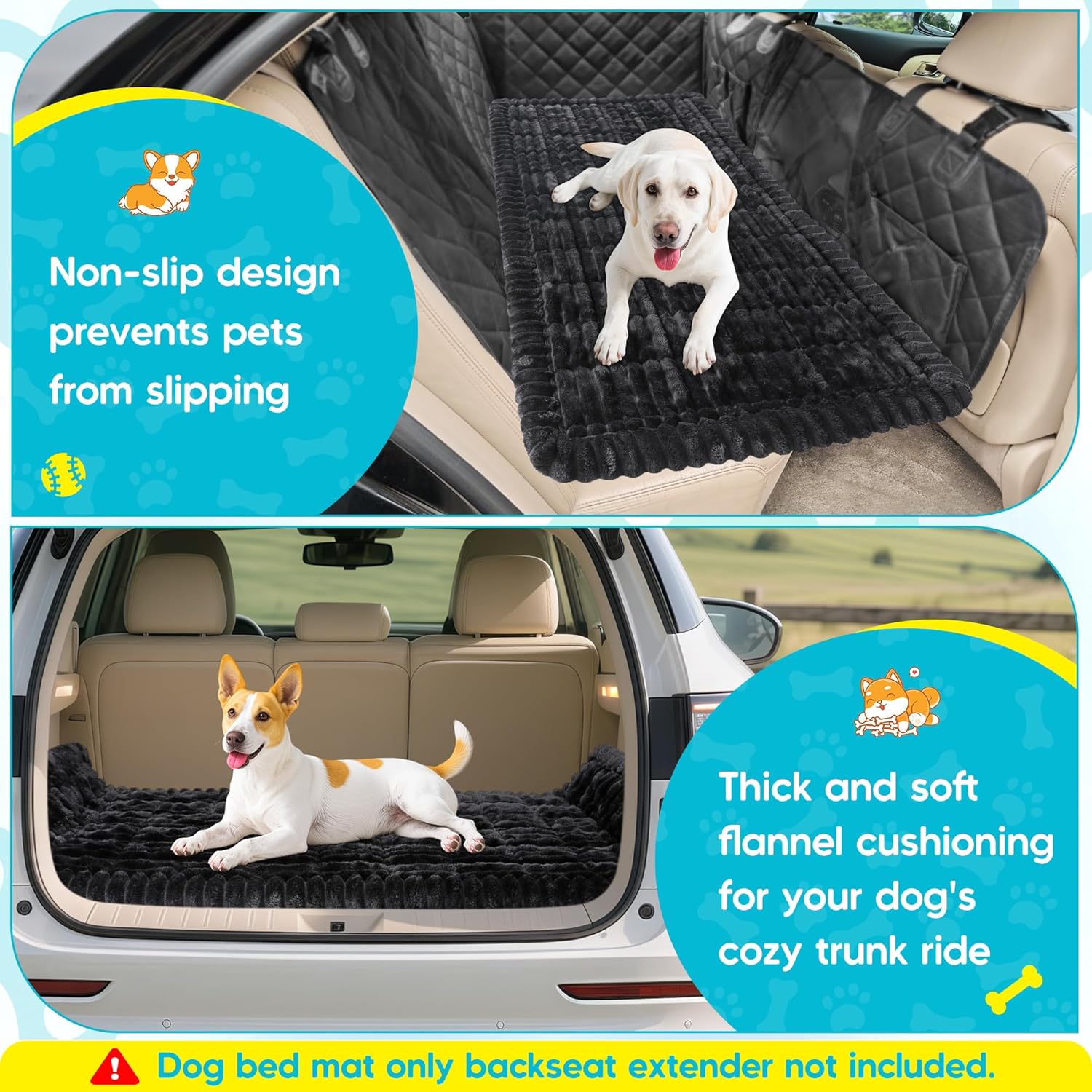 Detalle de Loiion Hundematte Auto Rückbank – Weiche Hundedecke 127 × 62,5 × 2,5 cm, Schwarz
