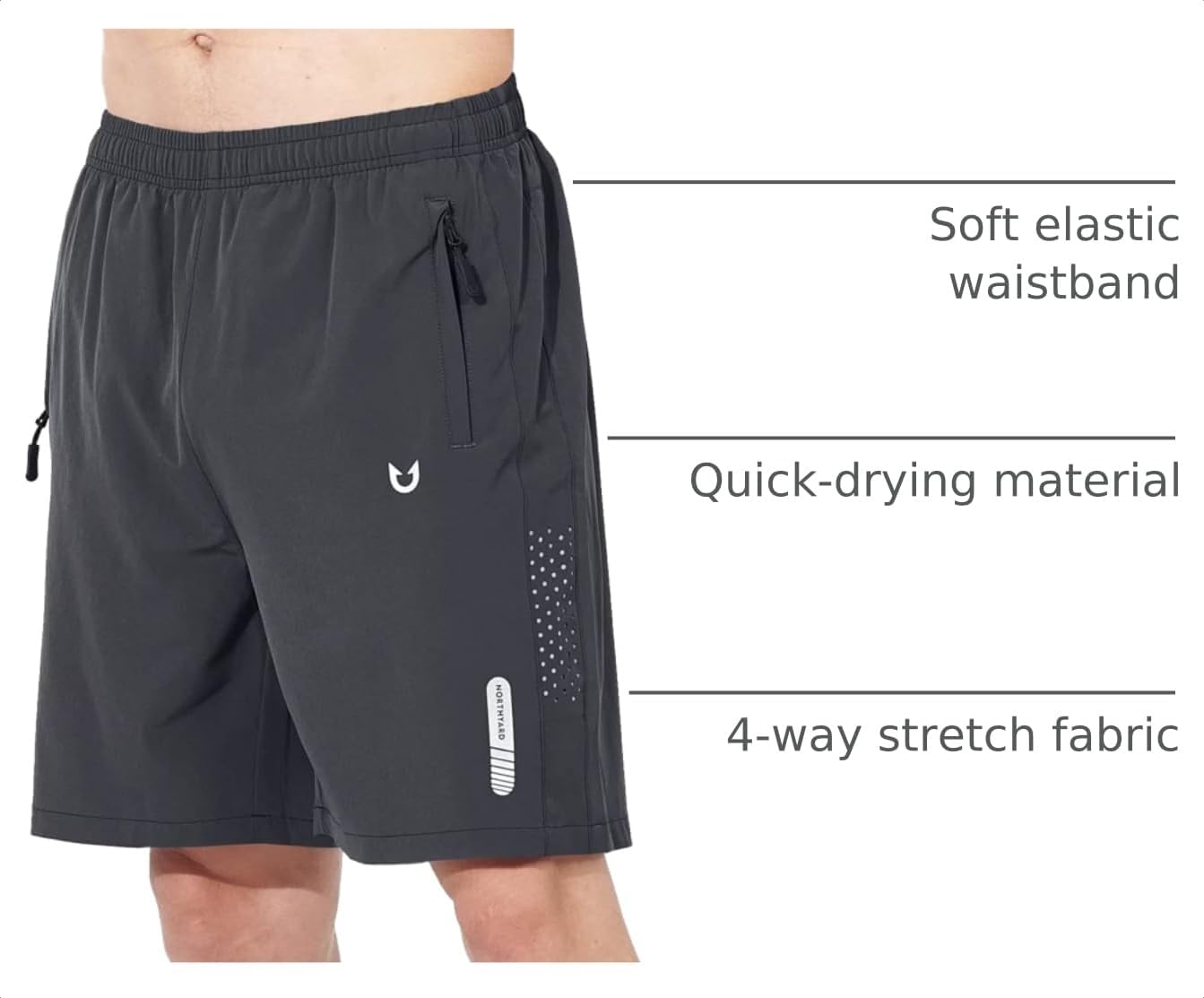 Detalle de NORTHYARD Men's Lightweight Quick-Dry Running Shorts