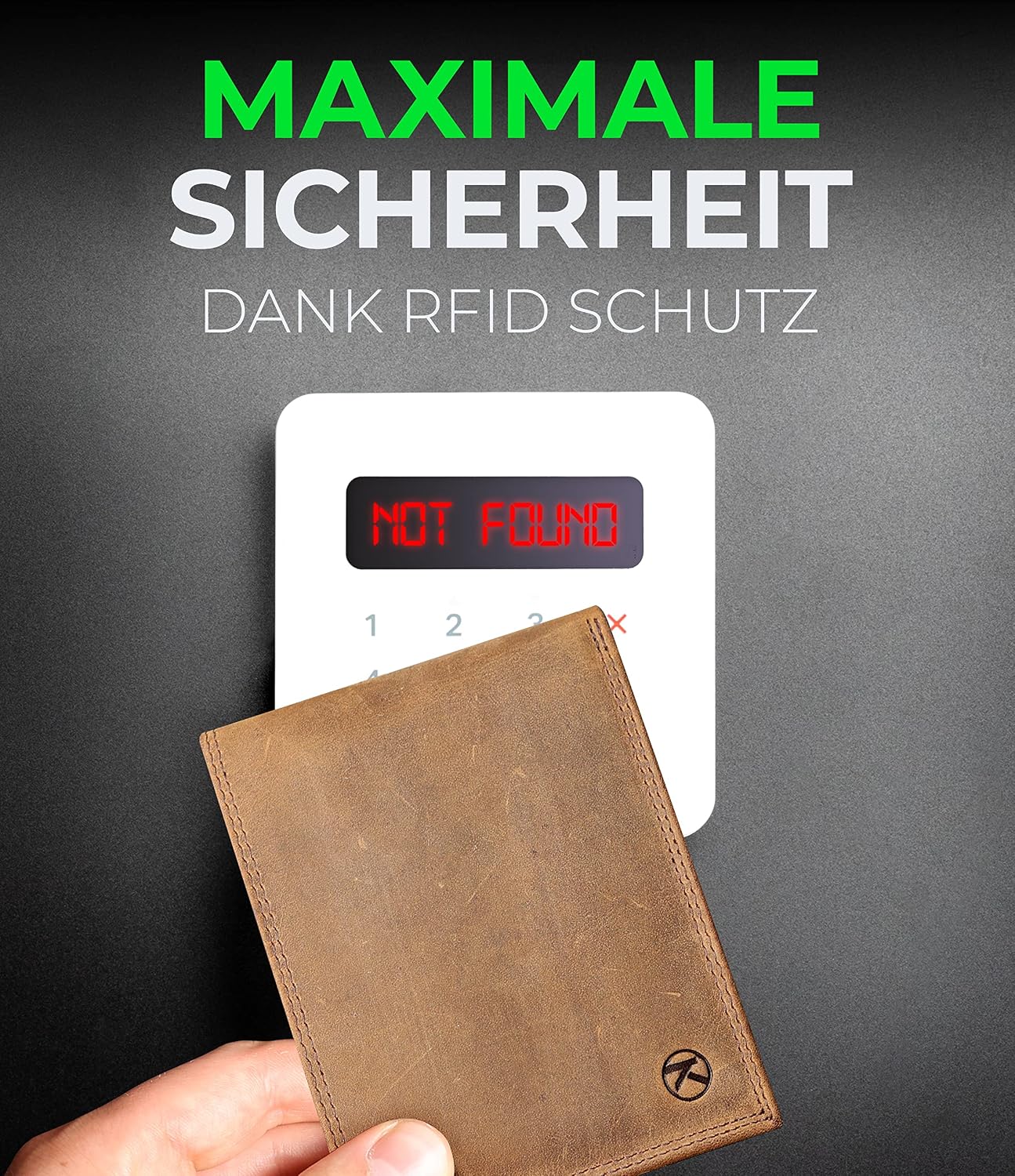 Detalle de KORUTA Herren-Geldbörse aus Leder (braun) mit RFID-Schutz und 13 Fächern – großes Portemonnaie im Querformat