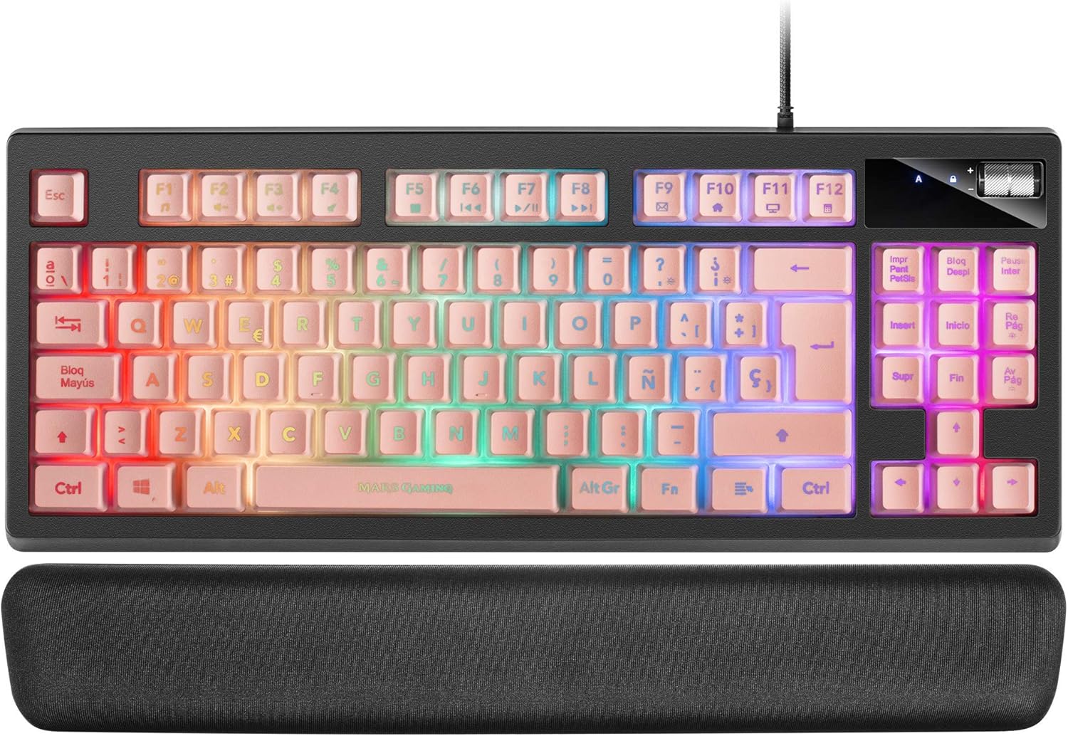 Thumbnail 3 de Mars Gaming MKAX Teclado Mecánico TKL RGB Rosa con Reposamuñecas
