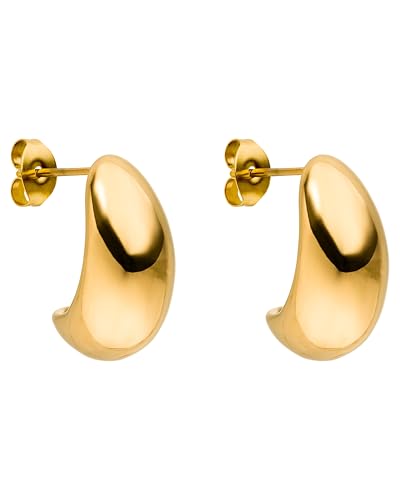 Detalle de PURELEI Drop Ohrringe (Gold) – Tropfen aus langlebigem Edelstahl