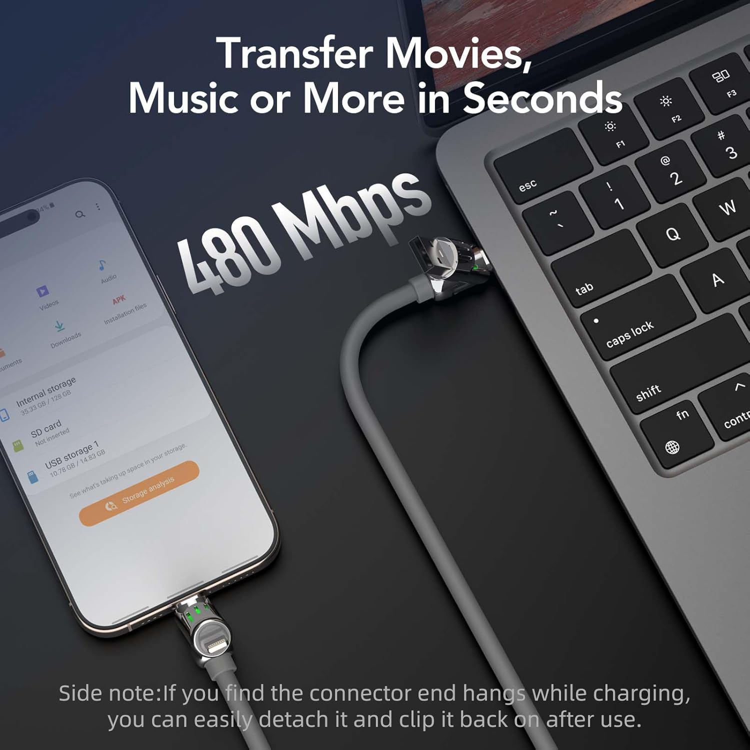 Thumbnail 5 de MFish 4-in-1 USB-C Charging Cable (240W) with Built-In PD3.1 E-Marker, 6.6 ft, Grey