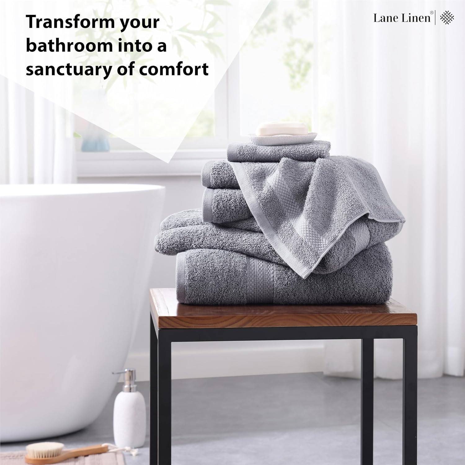 Detalle 1 de Lane Linen Mercerized Cotton 6-Piece Towels