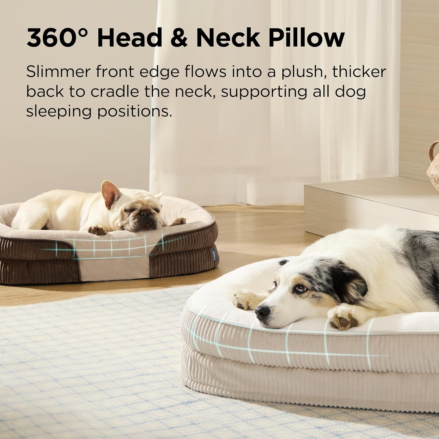 Detalle 2 de BEDSURE XL orthopädisches Hundebett für große Hunde – 106x76x18 cm, Creme