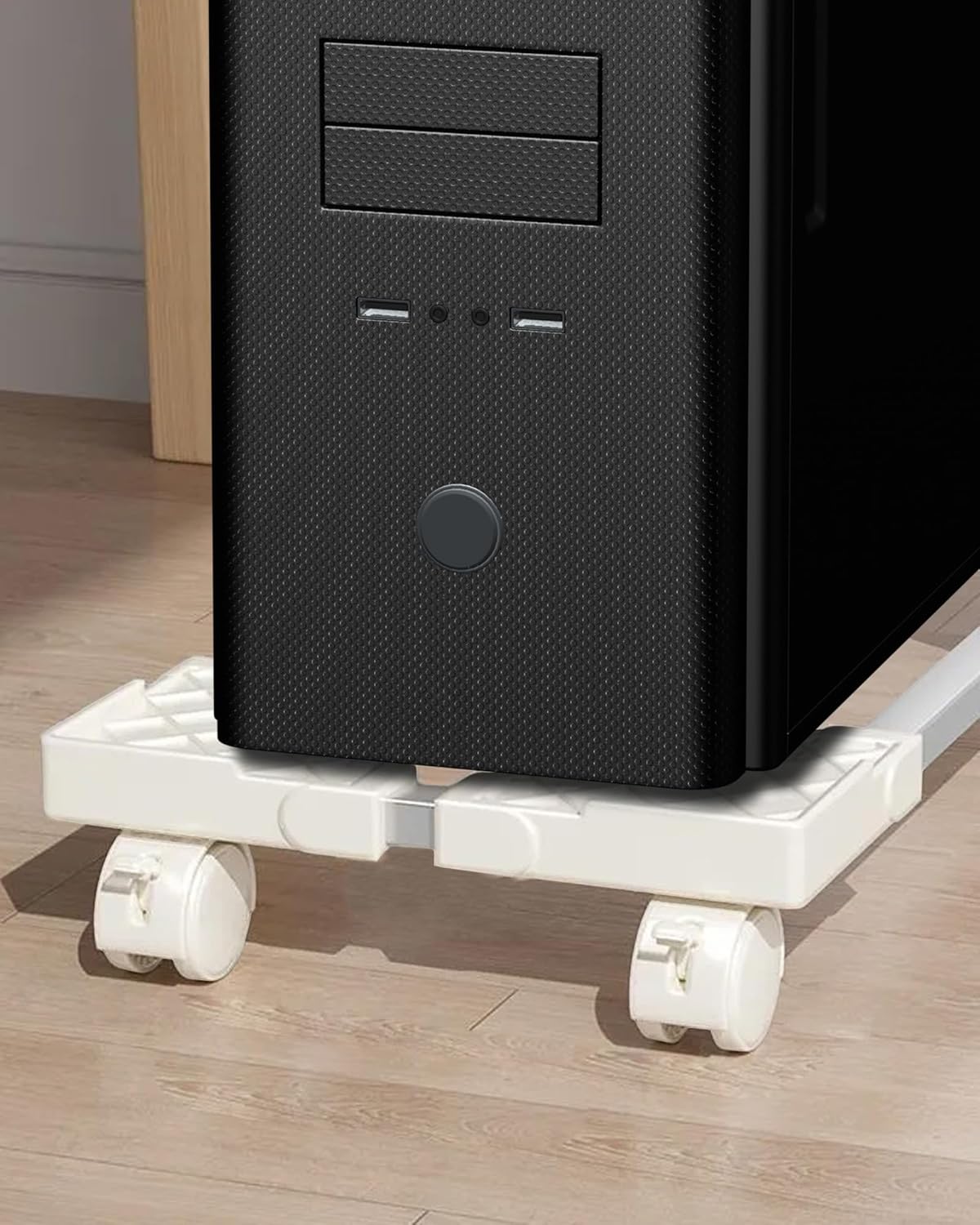 Thumbnail 3 de BOTEWO Support tour PC sous bureau avec roulettes (blanc) – support CPU mobile réglable