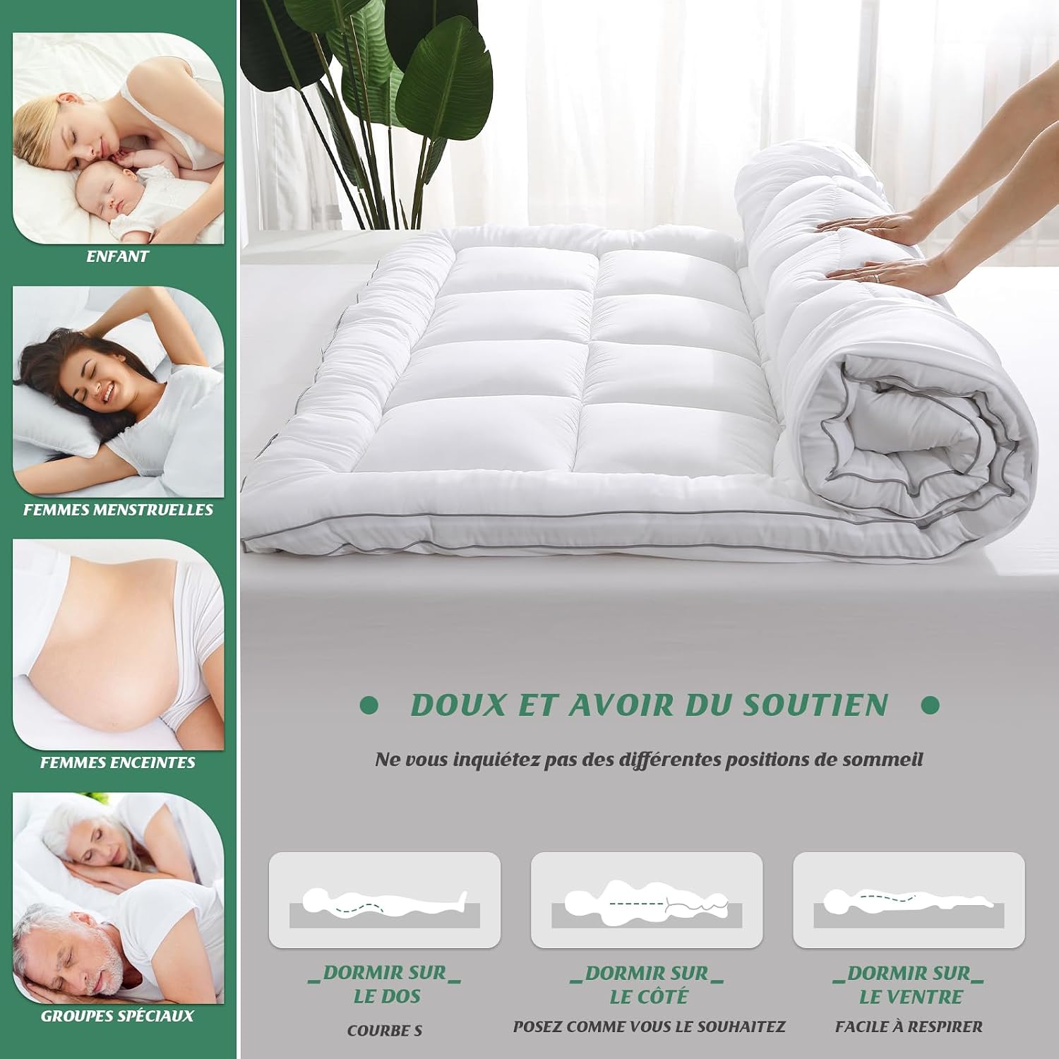 Thumbnail 5 de GRT Surmatelas 140x190 cm Épaisseur 6 cm