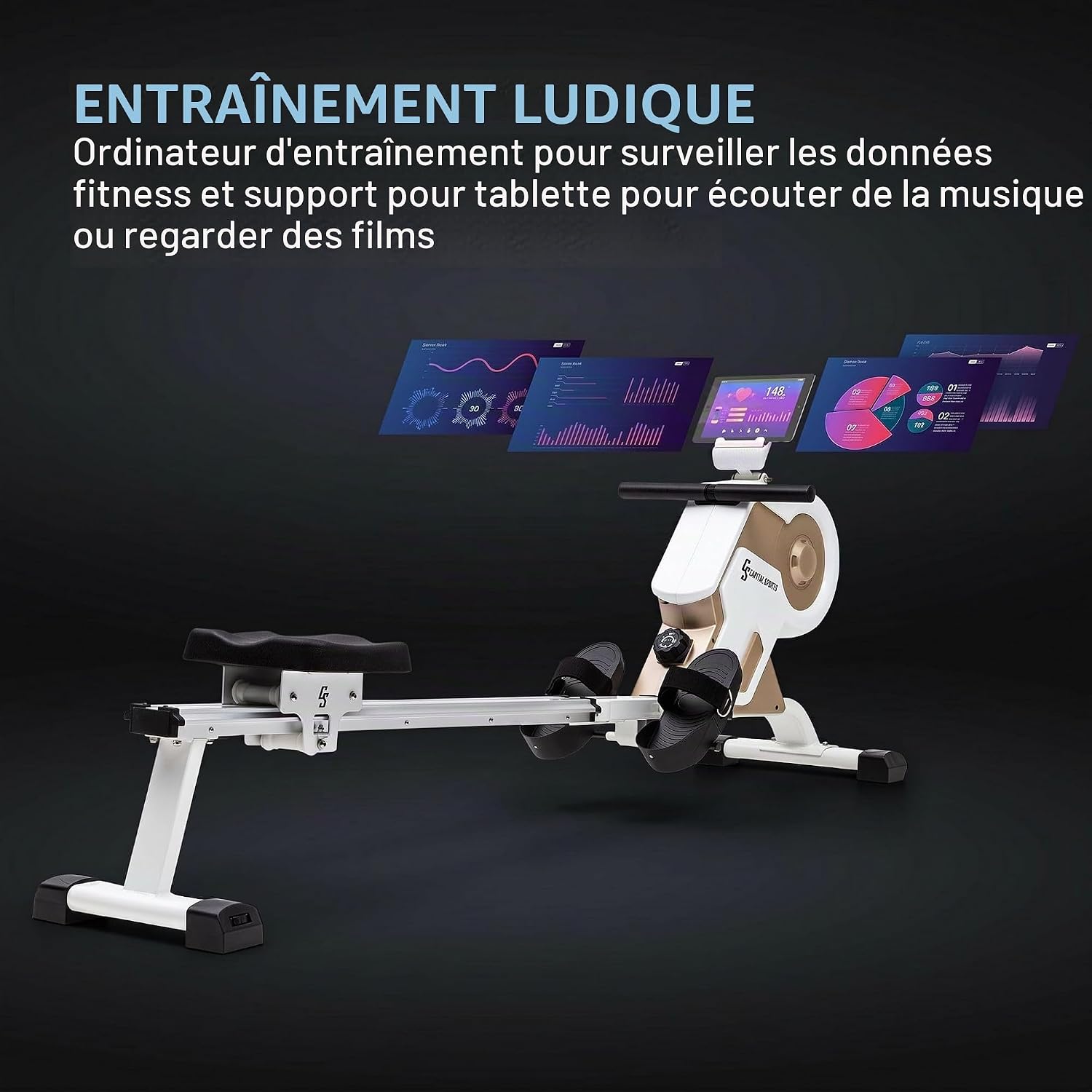 Detalle 2 de CAPITAL SPORTS 10035537 Stream M1 roeitrainer met 8 weerstandsniveaus