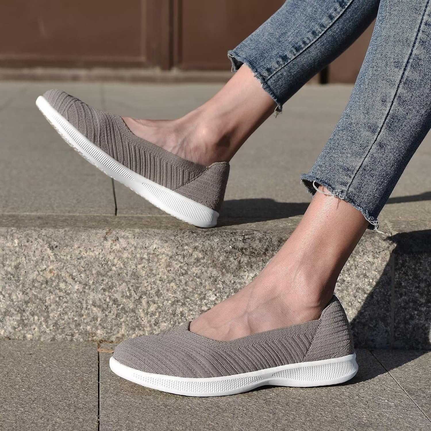 Detalle de Konhill Damen Loafers – Bequeme, flache Slip-On Ballerinas für Alltag und Büro