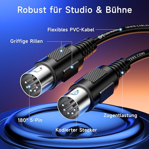 Detalle de Cable Matters 2er-Pack MIDI-Kabel 5-poliges DIN, 1,8 m