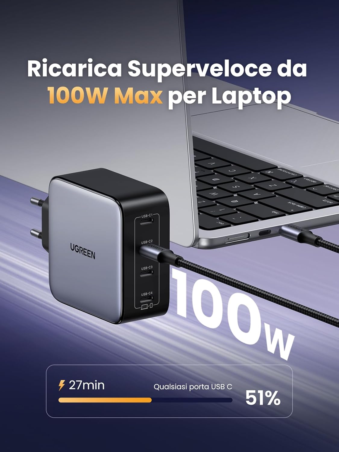 Thumbnail 2 de UGREEN Nexode Caricatore 100W 4 Porte USB-C