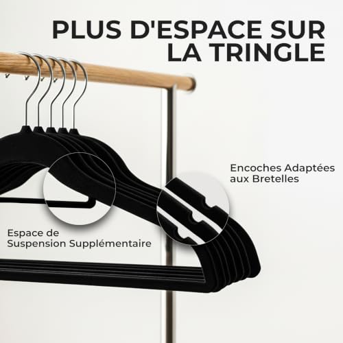 Thumbnail 4 de Utopia Home Cintres en Velours avec Barre à Cravate – Noir, Lot de 50