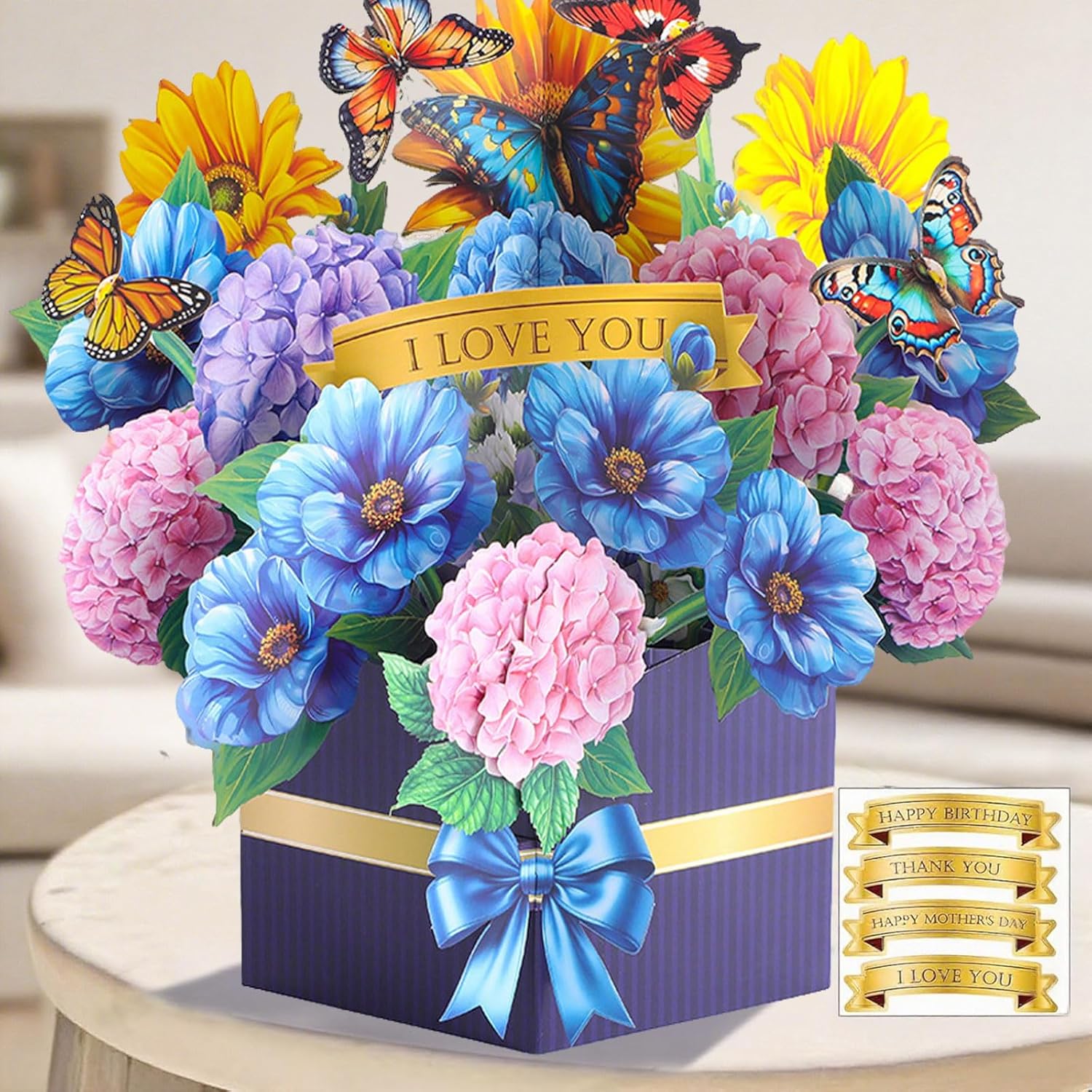 Detalle de Joybble 3D Flower Pop Up Birthday Cards for Women – Personalised Floral Cards with Envelope
