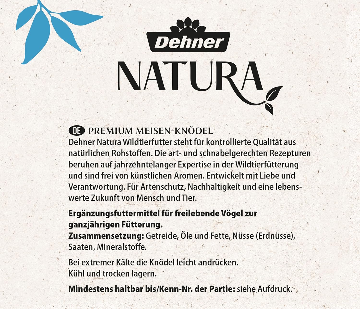 Detalle de Dehner Natura Premium palline per cinciallegre con rete – 100 pezzi da 90 g
