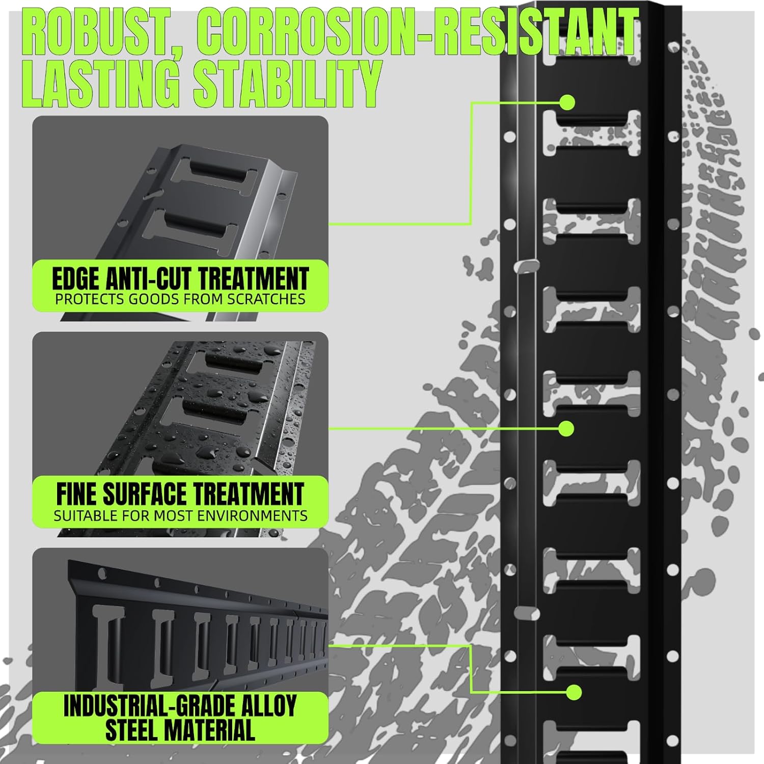 Detalle de UMIRO 3ft E Track Tie Down Rail Kit (4 Pack) – Black Coated Steel, 3ft Rails, Heavy-Duty Up to 4,500 lbs