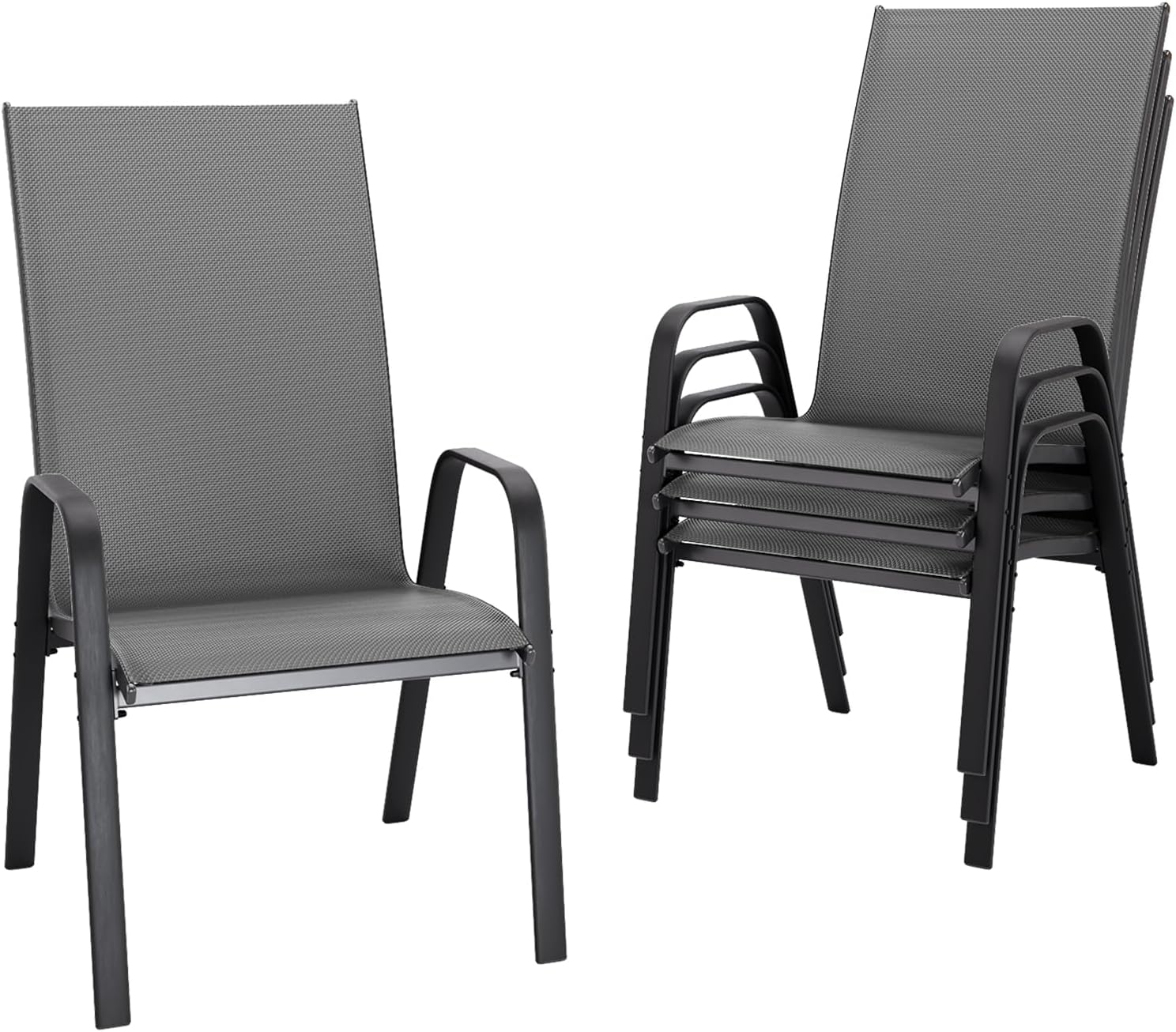 Detalle de Outvelar A045-015 Patio Dining Chairs Set of 4, Stackable Deep Gray