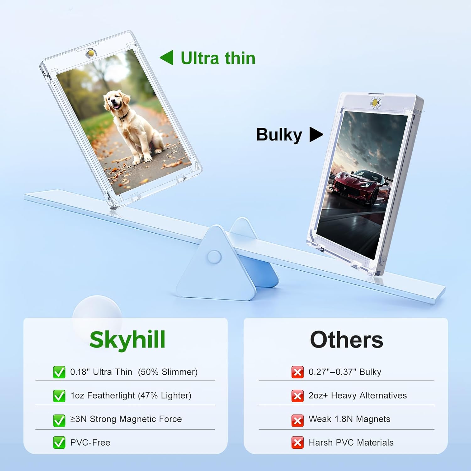 Detalle de Skyhill 52ct Magnetic Card Holders with 52 Sleeves: Slim, UV-Protected, Waterproof Card Protectors